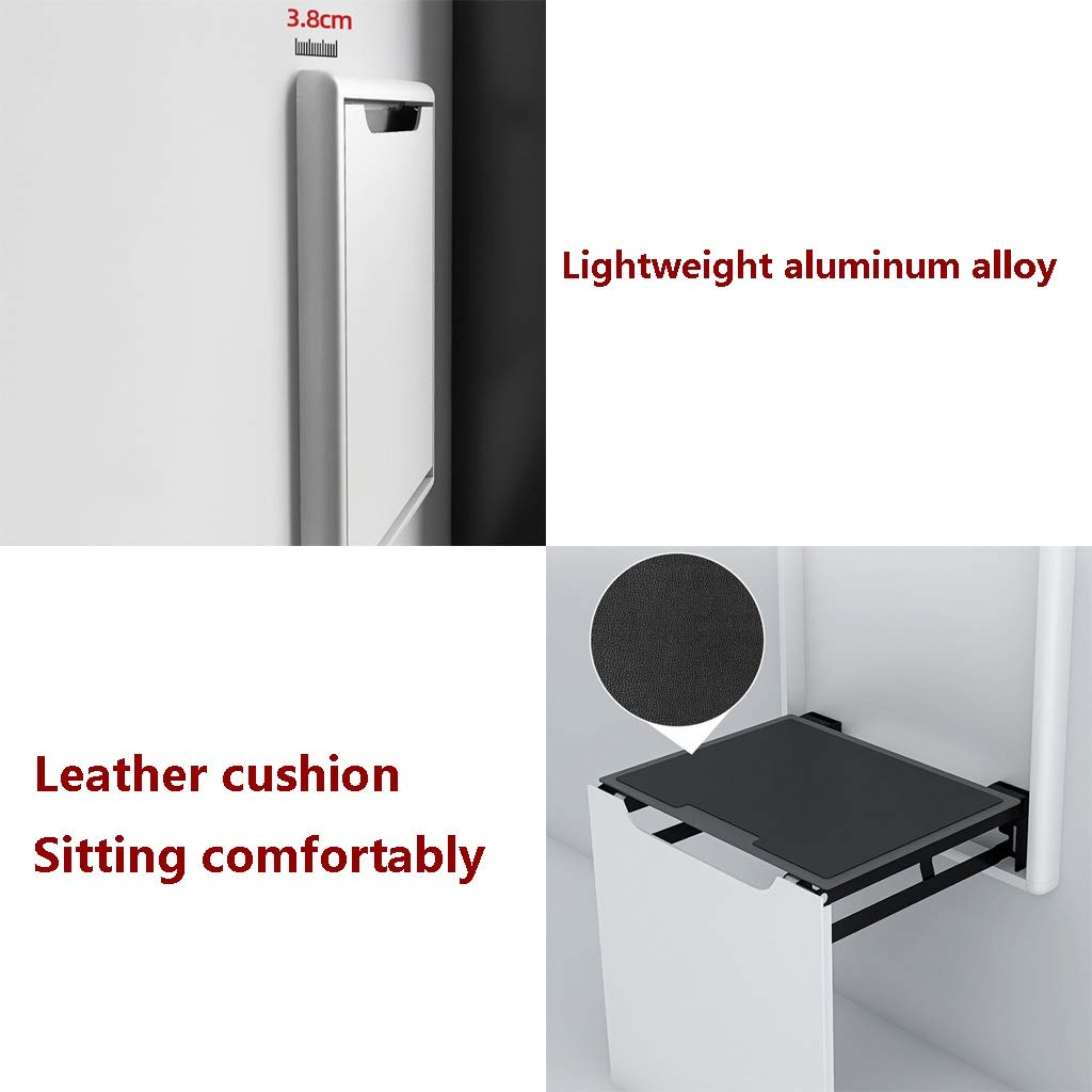 Wall-Mounted Shower Chair & Folding Stool - Aluminum Alloy Bathroom Stool for Elderly & Disabled, 150kg Capacity, Champagne Gold (43x41cm) - Perfect for Safe Bathing, Shoe Changing & Compact Home Storage