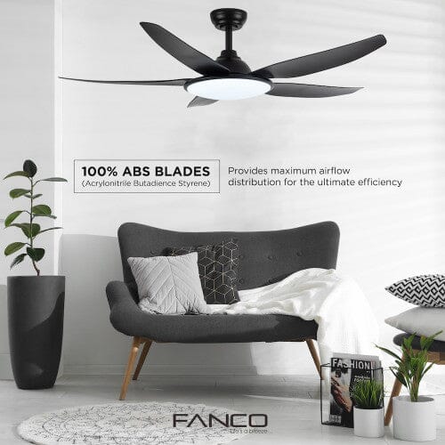 Fanco Tributo 46/56 Inch Modern Ceiling Fan with LED Light Kit - Energy Efficient Indoor/Outdoor Use for Bedroom, Living Room, Patio
