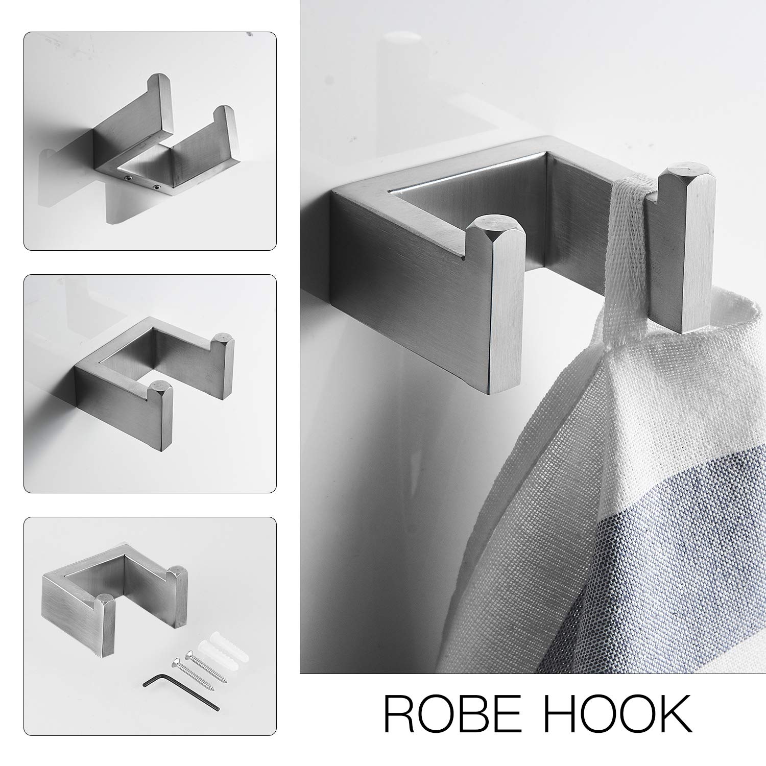 BWE 4-Piece Brushed Nickel Bathroom Hardware Set - 23.6