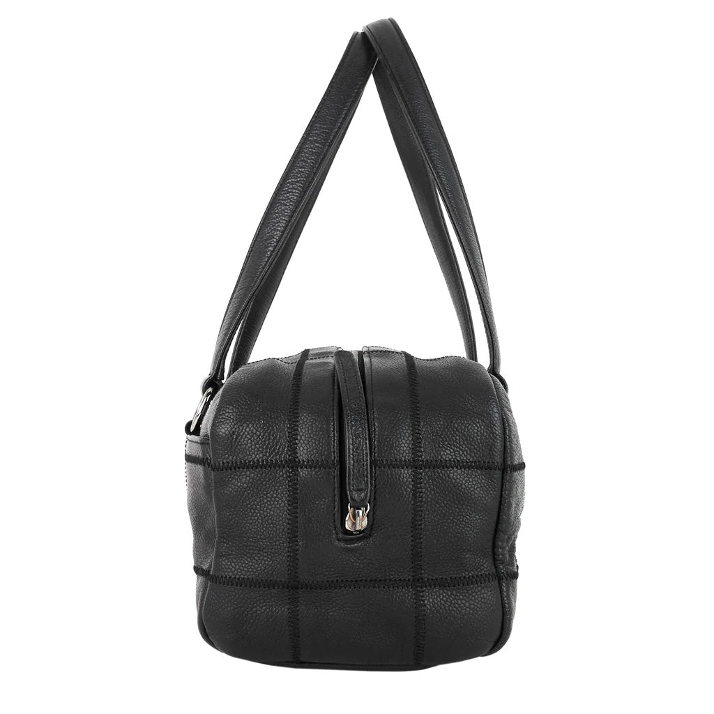 Chanel Choco Bar Black Quilted Caviar Leather Shoulder Bag for Women - Luxury Designer Handbag for Evening Parties, Date Night & Special Occasions