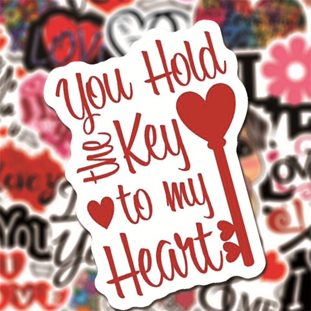 50 Pcs Waterproof Love Stickers - Vinyl Decals for Bike, Water Bottle, Laptop, Bicycle, Fridge, Cup, Luggage, Phone & Skateboard | Romantic DIY Decoration for Valentine's Day, Anniversary & Couple Gifts
