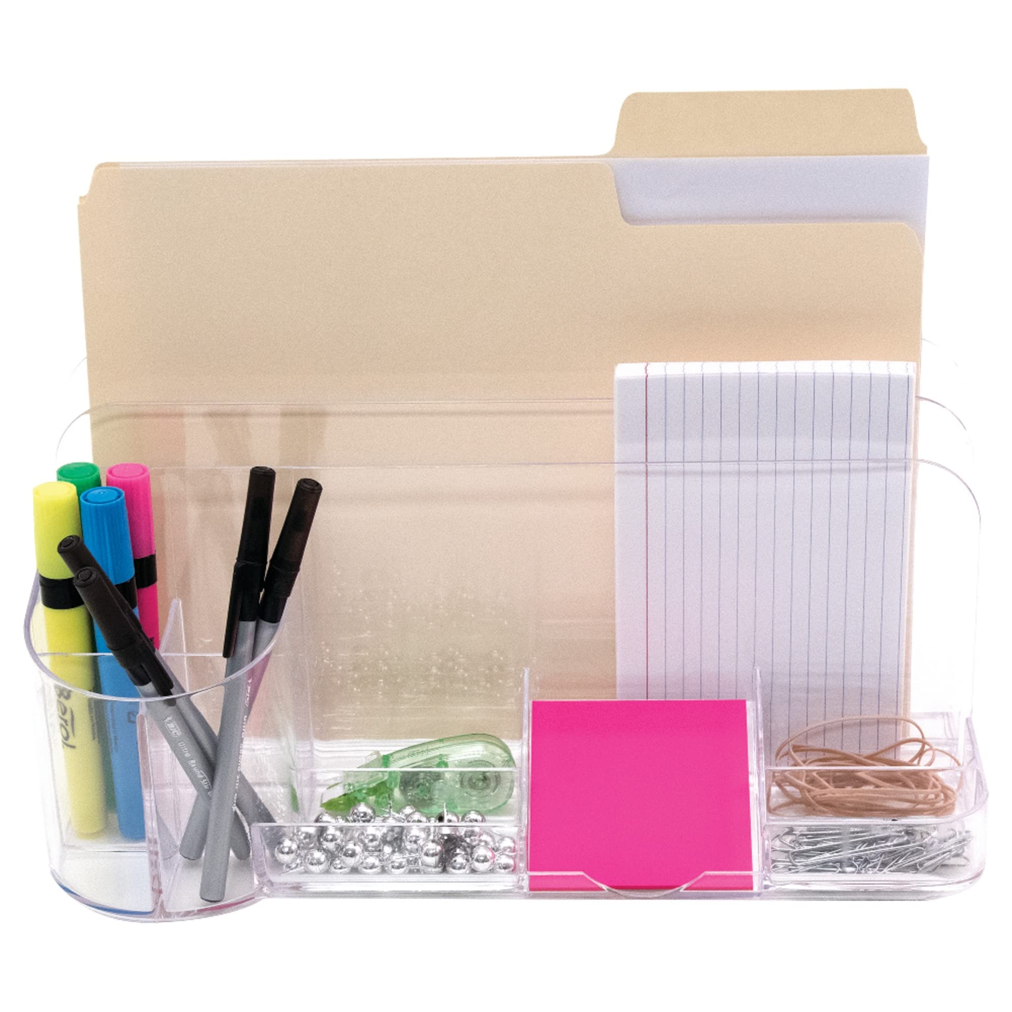 Clear 9-Compartment Desktop Organizer - Perfect for Office, Home & School Supplies Storage