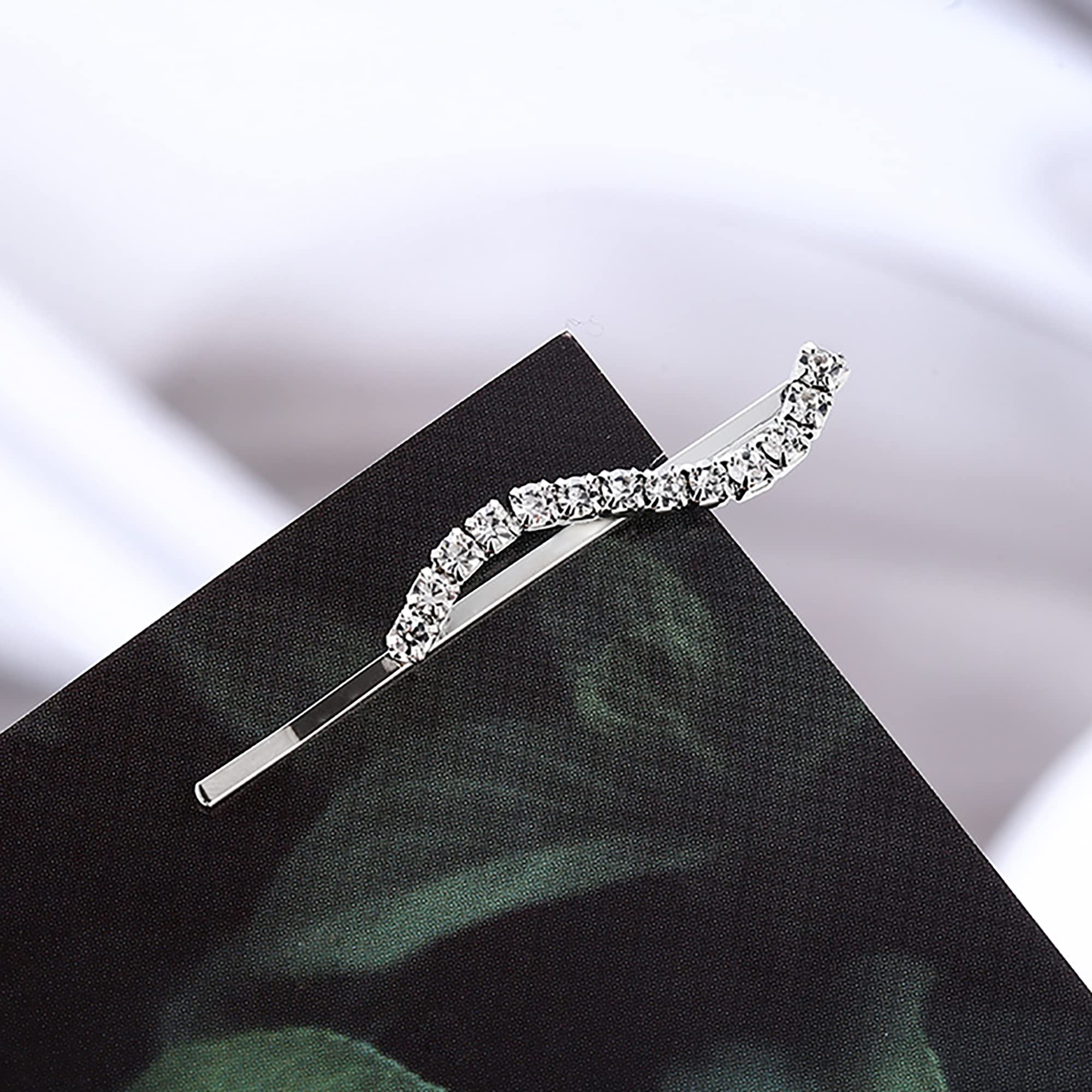6Pcs Silver Rhinestone Bobby Pins - Shiny Crystal Hair Clips for Women & Girls - Elegant Metal Hair Accessories for Weddings, Parties & Daily Styling