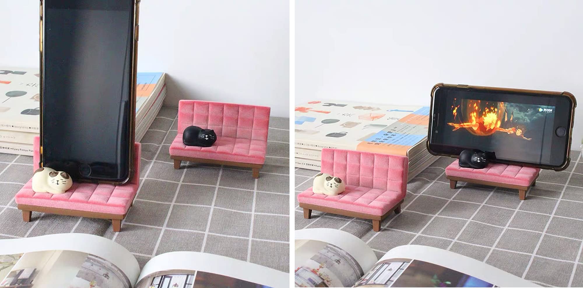 Adorable Cat-Shaped Phone Stand for Desk & Sofa - Mini Phone Holder Dock for iPhone & Android - Perfect for Office, Home Decor & Workspace Organization
