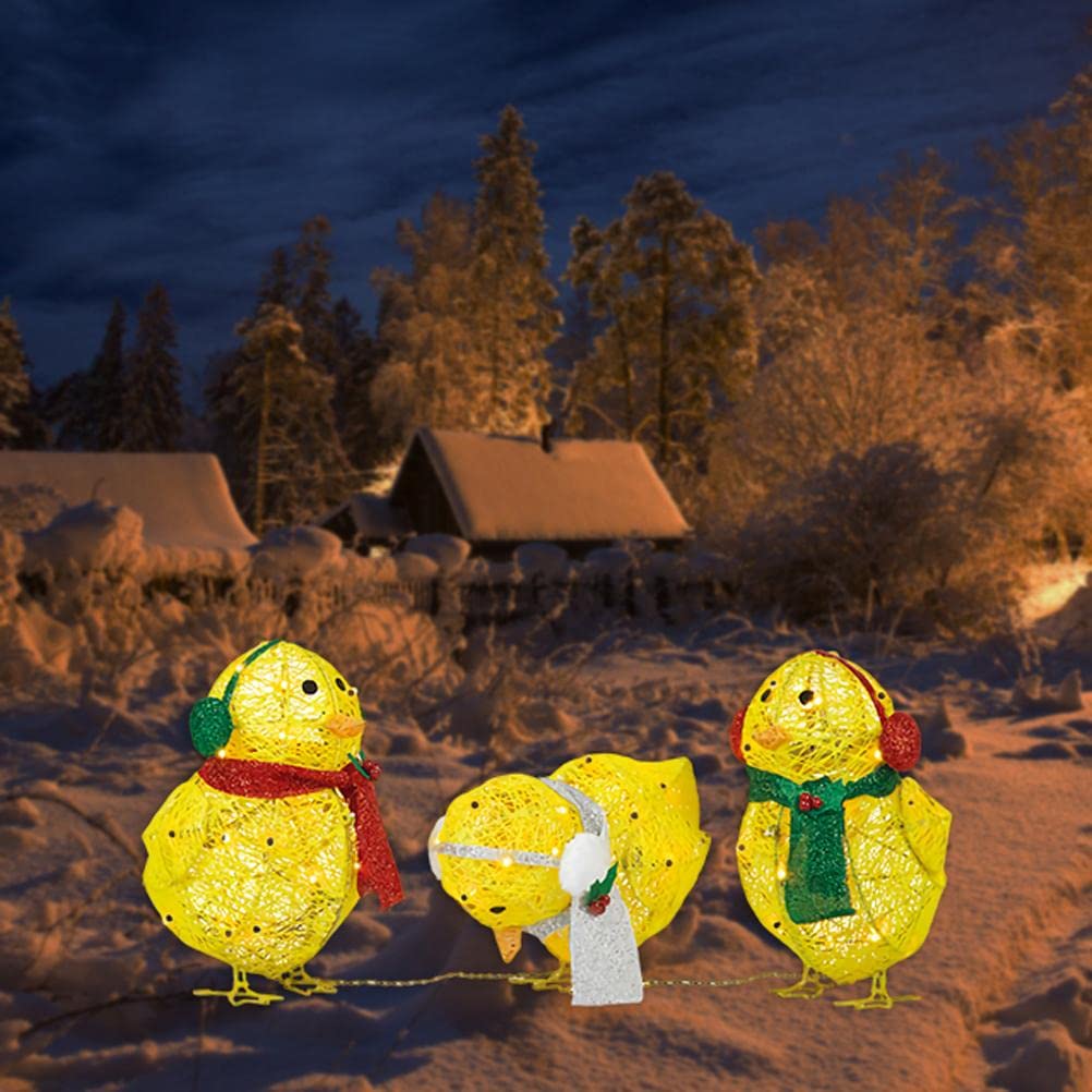 Chicken with Scarf LED Garden Statue - Outdoor Lawn Decor, Holiday Yard Ornaments for Christmas & Thanksgiving | Perfect for Patio, Porch, and Seasonal Festive Displays