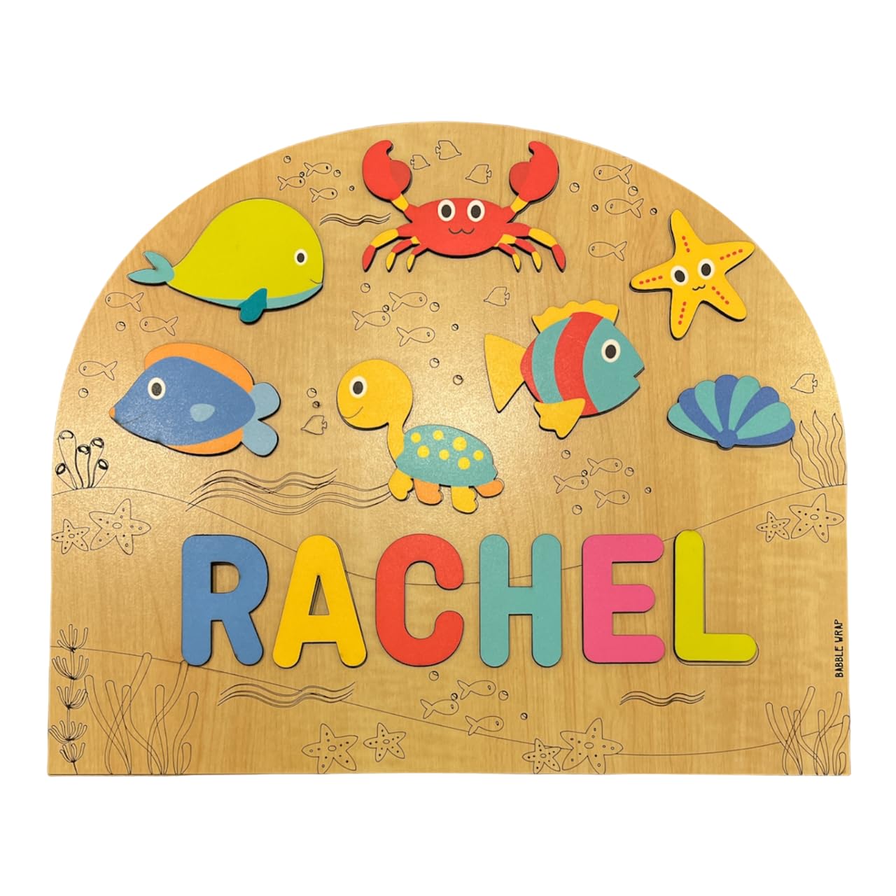 Personalized Wooden Name Puzzle for Kids - Sea Creatures Jigsaw Puzzle Toy Gift Set, Educational Wooden Puzzle Games for Toddlers, Perfect Birthday Gift & Nursery Decor for Boys and Girls | Learning Toy, Baby Shower Gift, Montessori Classroom Activity