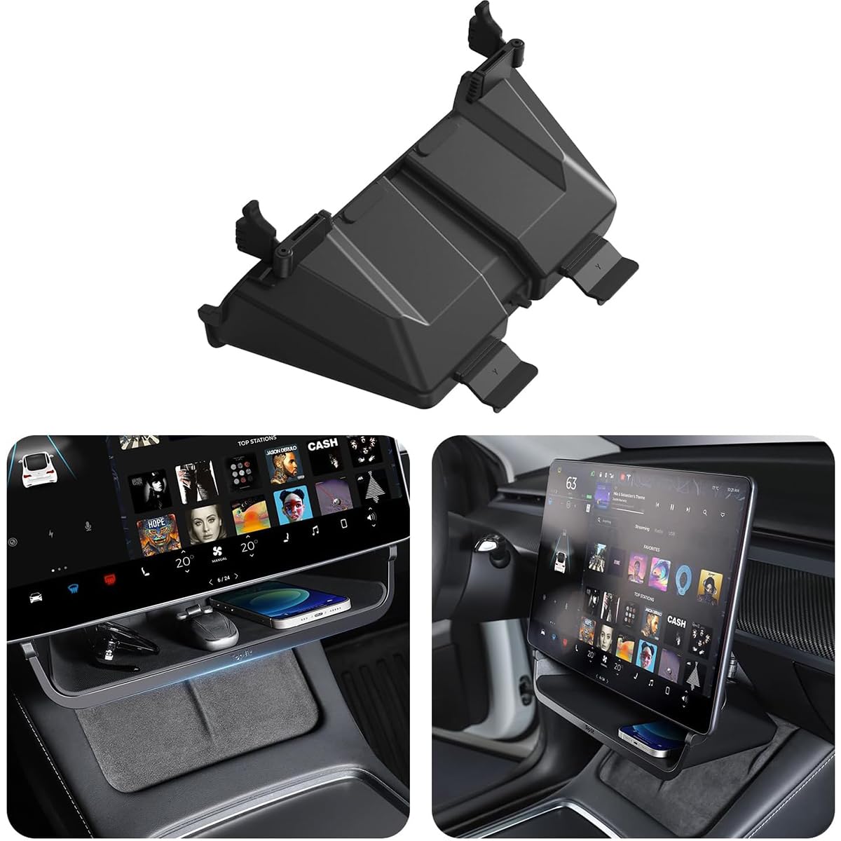 Topfit Under-Screen Organizer for Tesla Model 3/Y - Premium Center Console Storage Tray Organizer | Perfect for Tesla Accessories, Phone, Sunglasses & Small Items | Ideal for Road Trips & Daily Commute