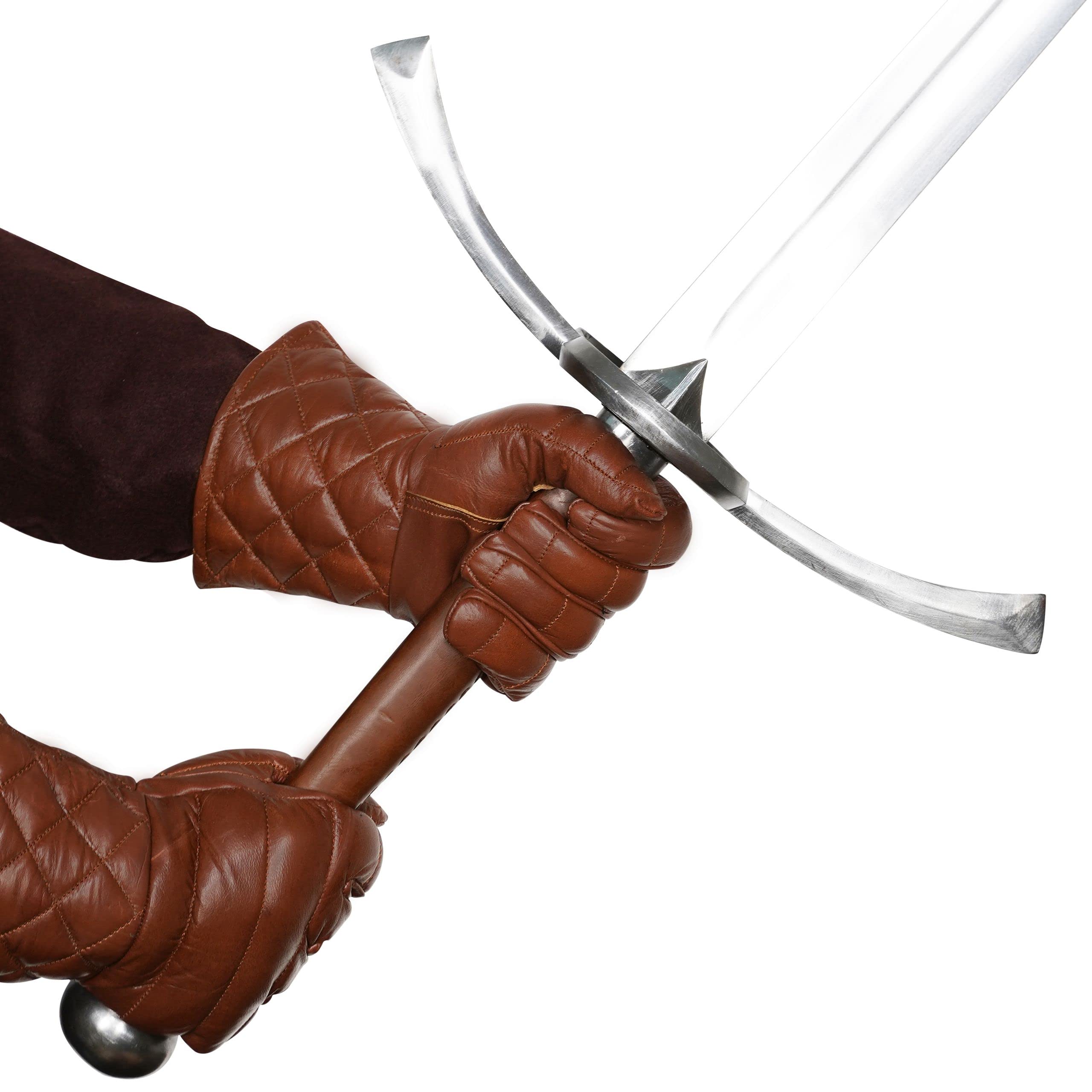 Mythrojan Swordsman Fencing Gloves - Lightly Padded Leather HEMA Gloves for Medieval & Renaissance Combat | Perfect for Historical Reenactment, LARP & Sword Fighting Practice