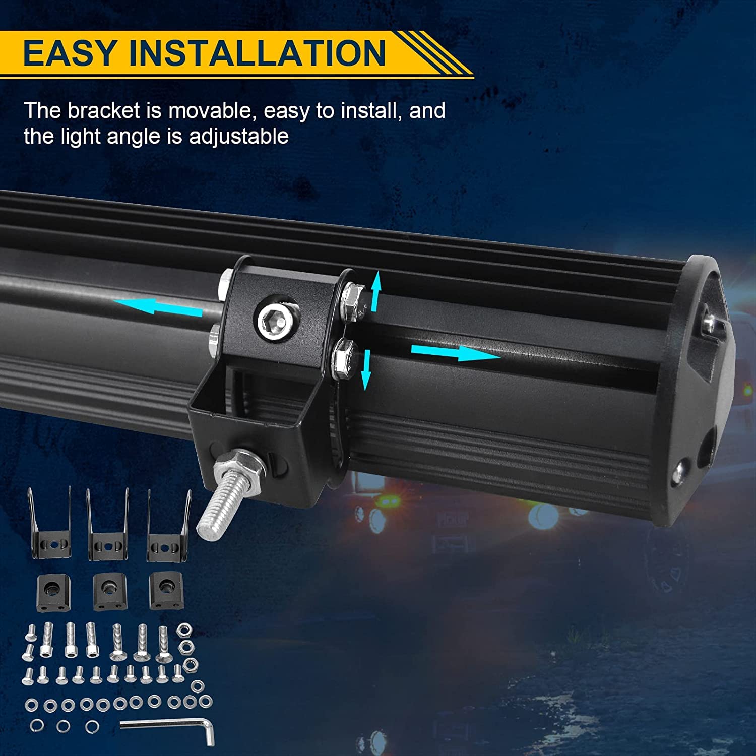 AUXTINGS 45 Inch 612W LED Light Bar - Triple Row Spot Flood Combo Beam Off-Road Lights - Waterproof Work Light with Wiring Harness for Jeep, Trucks, SUV, ATV, UTV & Boats - 12V/24V - Perfect for Off-Roading, Camping & Night Adventures