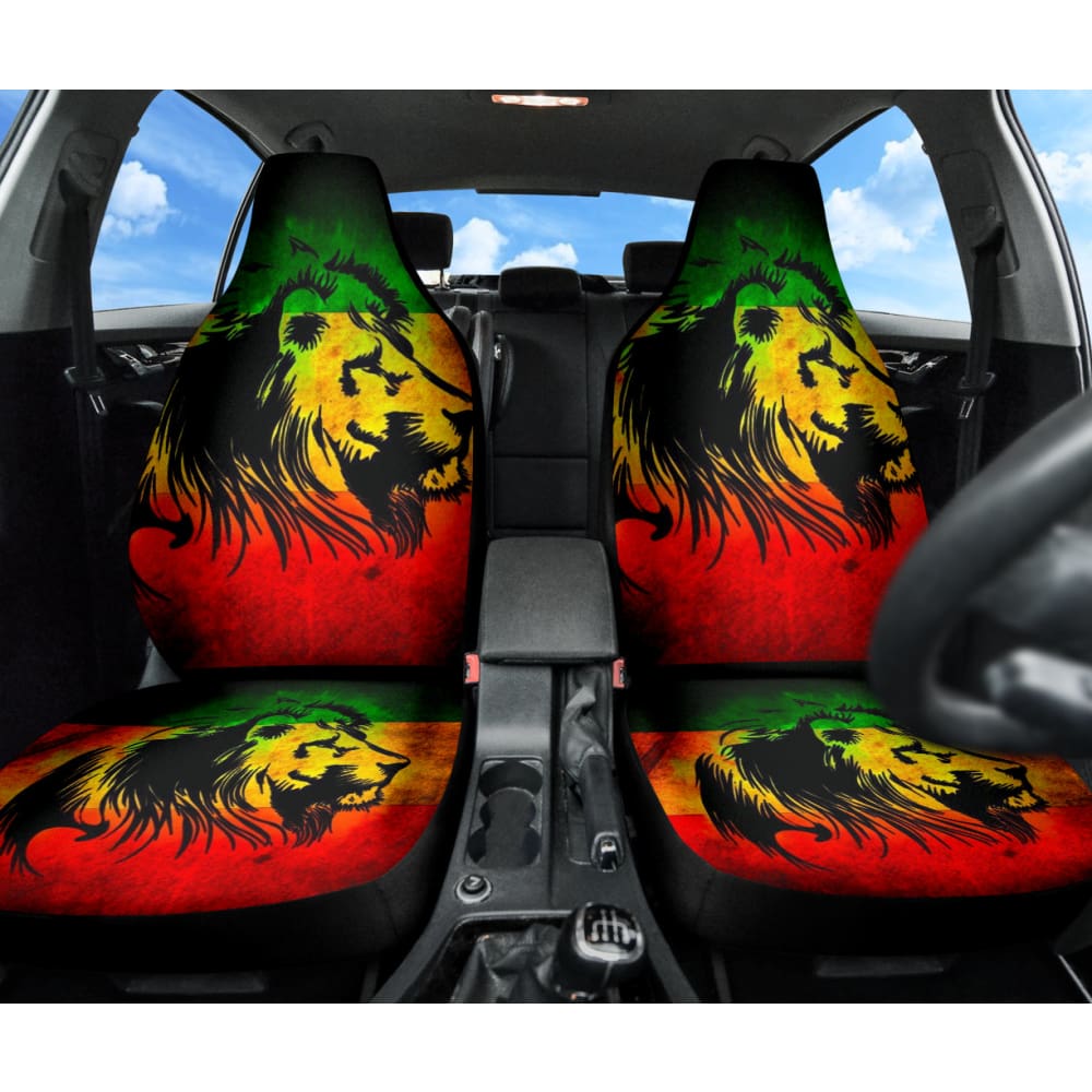 Reggae Rasta Lion Car Seat Covers - Custom Fit for Most Vehicles | Unique Gift for Music Lovers & Car Enthusiasts | Perfect for Road Trips, Daily Commutes & Jamaican Culture Fans