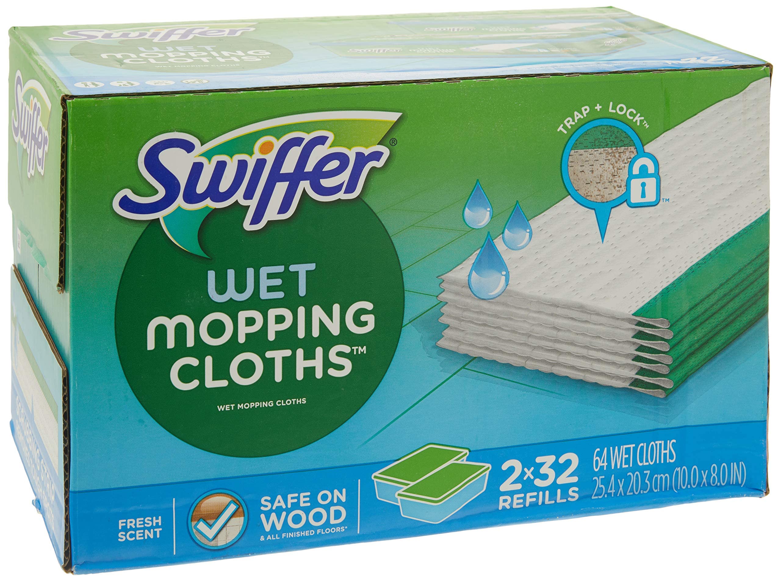 Swiffer Wet Jet Mopping Cloth Refills - Open Window Fresh Scent, 32 Count (Pack of 2) | Quick & Easy Floor Cleaning for Hardwood, Tile & Laminate | Ideal for Kitchens, Bathrooms & High-Traffic Areas