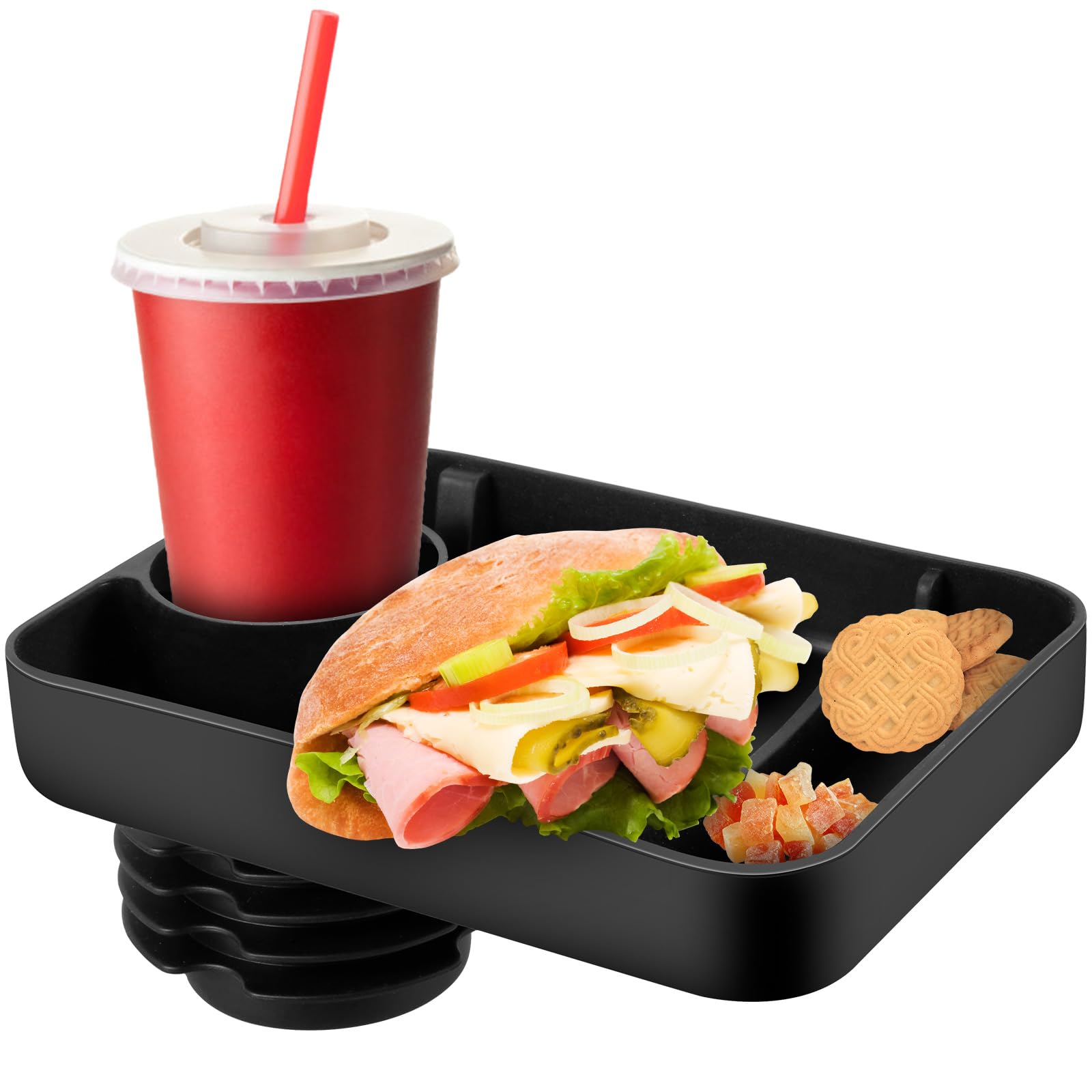 Portable Kids Car Seat Travel Tray with Cup Holder - Toddler Road Trip Essentials for Snacks, Toys & Books - Durable Silicone Feeding & Entertainment Tray for Airplane, Car & Stroller Use