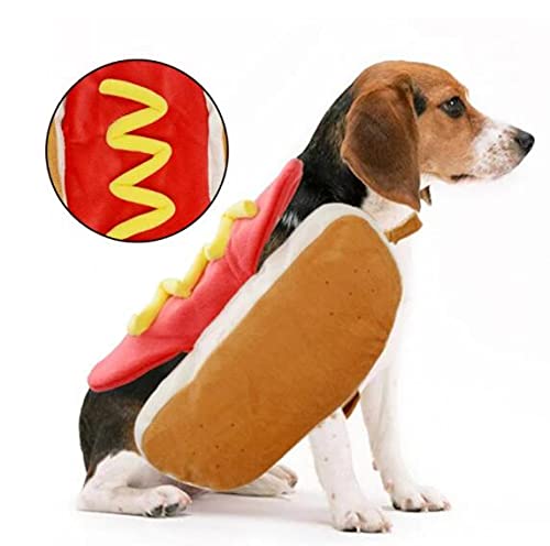 RIBOW Halloween Pet Costume - Hot Dog Outfit for Small & Medium Dogs & Cats | Mustard Yellow Dog Clothes | Perfect for Halloween Parties, Pet Parades & Photo Shoots (Small Size, Check Size Chart)