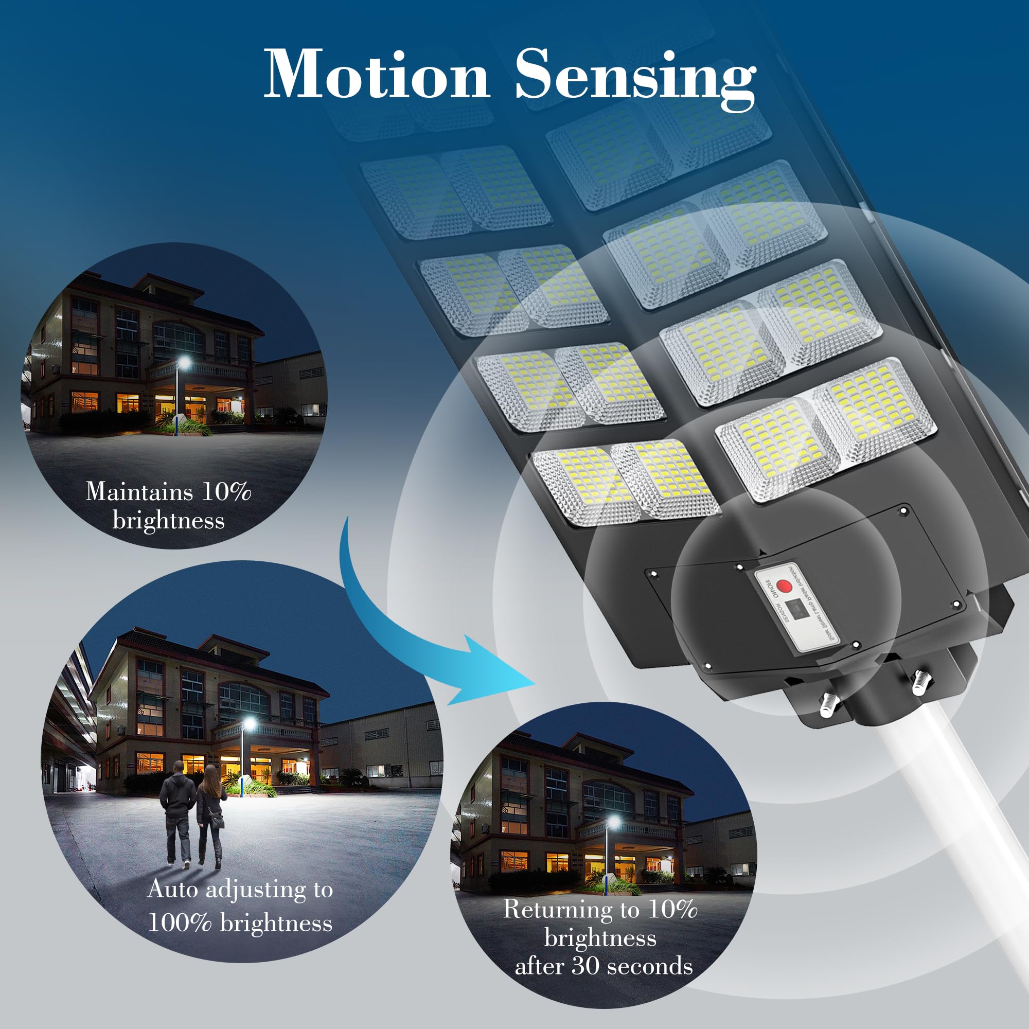 2 Pack Solar Street Lights Outdoor - 2400W Wide Angle Solar Lights for Parking Lots, Yards & Stadiums | 6500K Daylight, Dusk to Dawn & Motion Sensor | Solar Powered Outdoor Lighting for Pathways, Driveways & Security