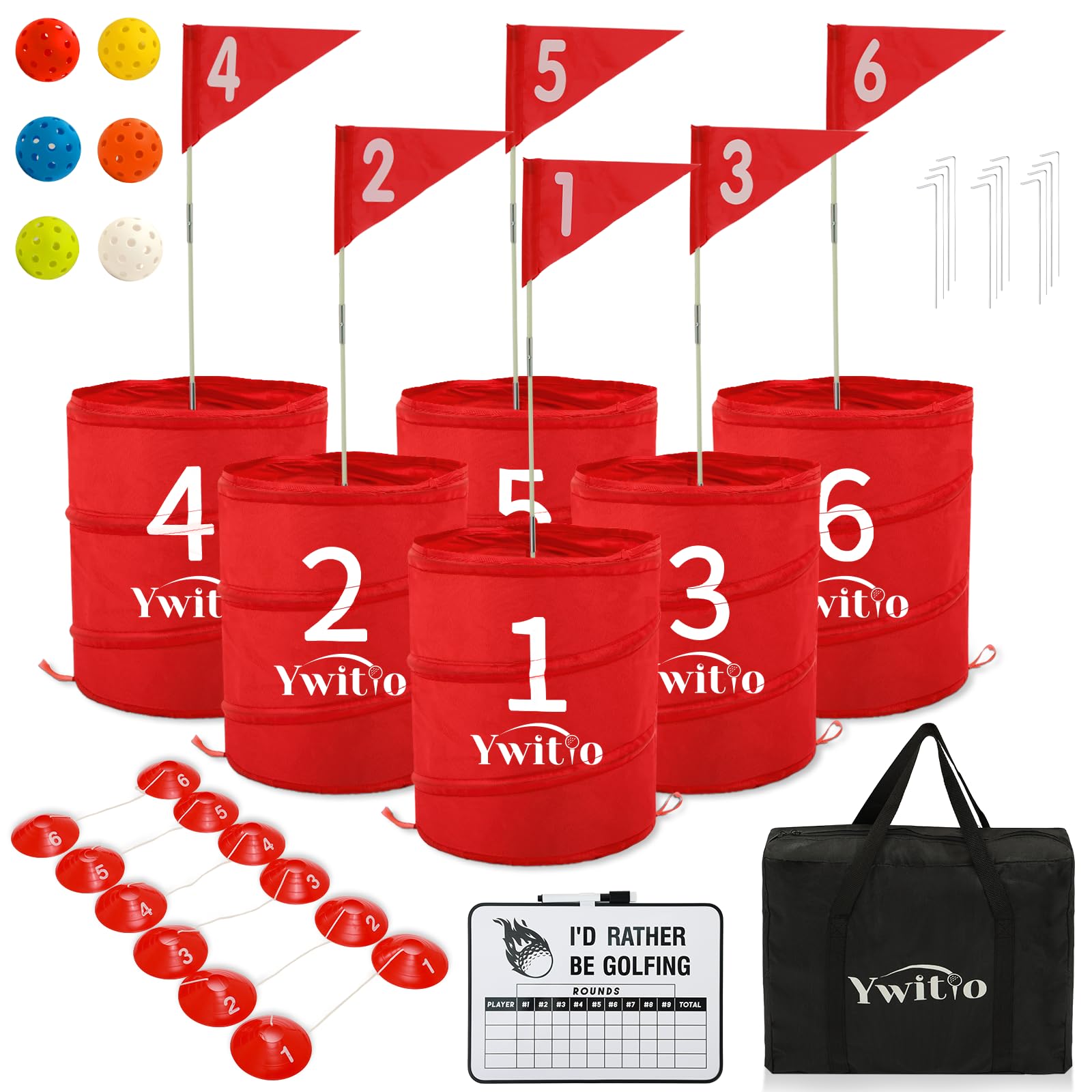 Outdoor Golf Chipping Game Set - 6-Hole Portable Golf Course with Flags for Adults & Family | Perfect for Backyard, Beach, Park & Lawn Practice | Fun Outdoor Yard Game for Parties & Picnics