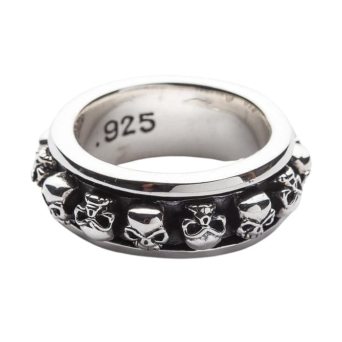 Gold Skull Sterling Silver Spin Ring for Men & Women - Gothic Punk Jewelry for Everyday Wear, Parties & Gifts