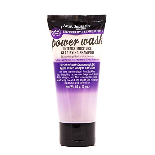 Aunt Jackie's Power Wash Instant Moisturizer Shampoo 3 Oz - Hydrating & Cleansing for Curly, Coily & Natural Hair - Perfect for Dry Scalp & Frizz Control at Home or Salon
