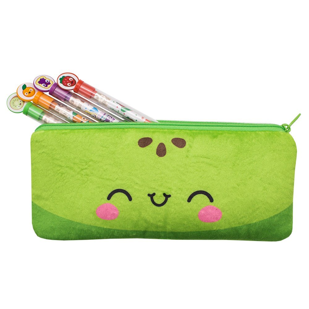 Cutie Fruities Scented Pencil Pouch - Orange & Apple Aroma - Kids School Supplies, Classroom Rewards & Teacher Gifts by Scentco - Perfect for Back to School, Homework Organization & Student Incentives