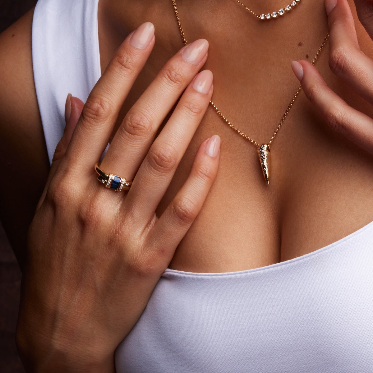 Exquisite Vaulted Sapphire Latch Ring - Genuine Blue Sapphire Jewelry for Women - Perfect for Engagement, Anniversary & Special Occasions
