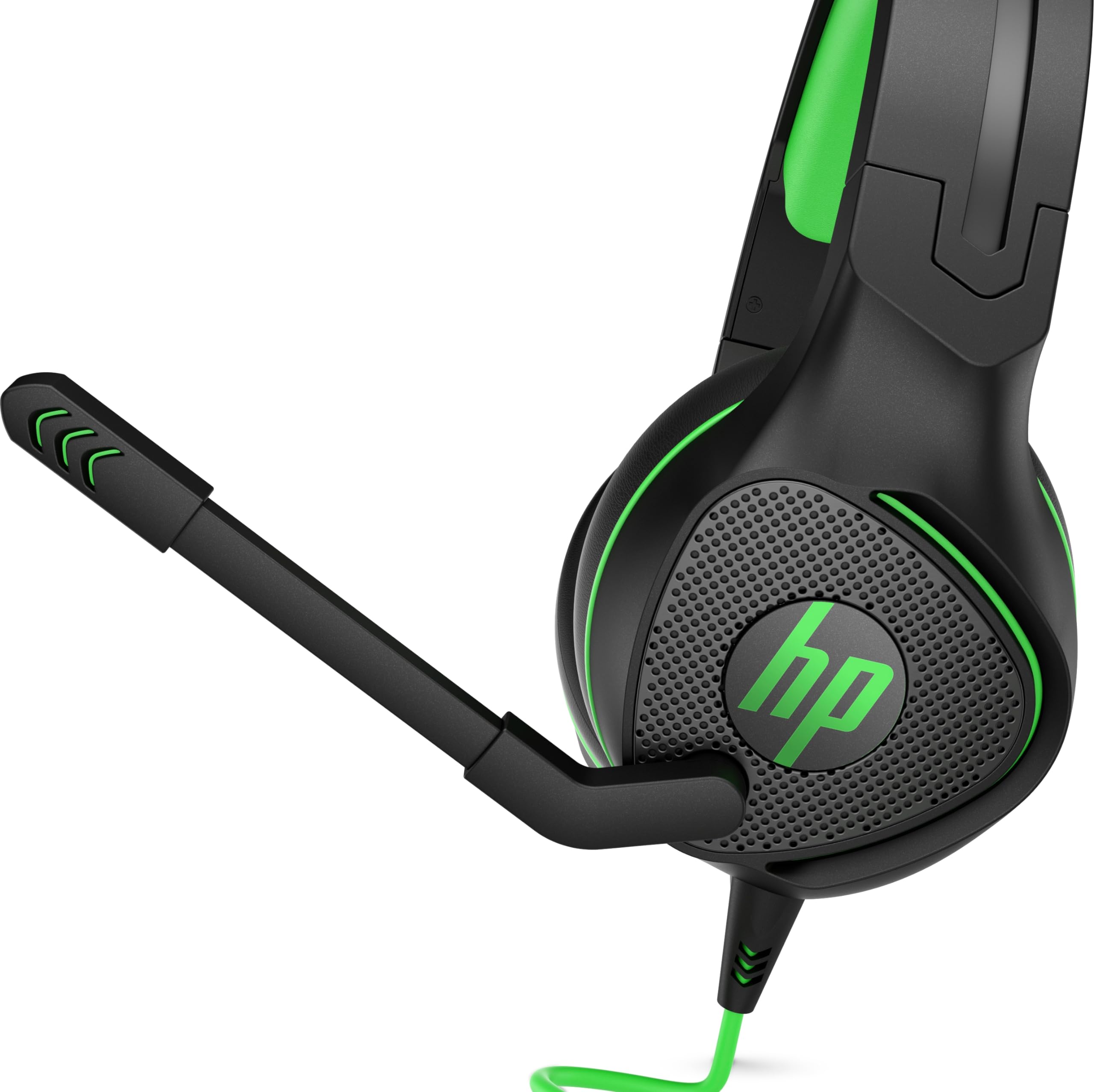 HP Pavilion Gaming 400 Headset with In-line Controls, Foldable Mic & Soft Leatherette Ear Cushions - Compatible with PS4, PS5, Xbox Series X/S - Black/Green - Perfect for PC Gaming, Console Play & Online Chat