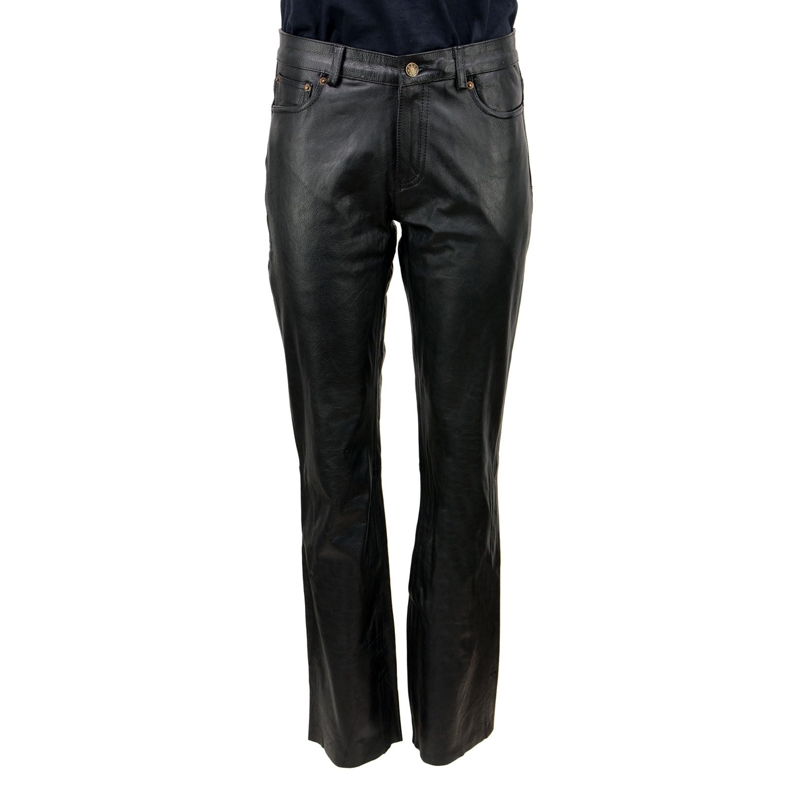 Milwaukee Leather LKL6790 Women's Classic 5-Pocket Black Casual Motorcycle Leather Pants - Perfect for Riding, Biker Events & Everyday Wear