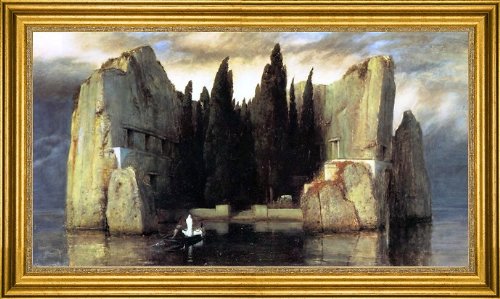 Arnold Bocklin The Isle of the Dead - 15x30 Inch Premium Canvas Art Print with Gold Frame - Gothic Home Decor for Living Room, Bedroom & Office