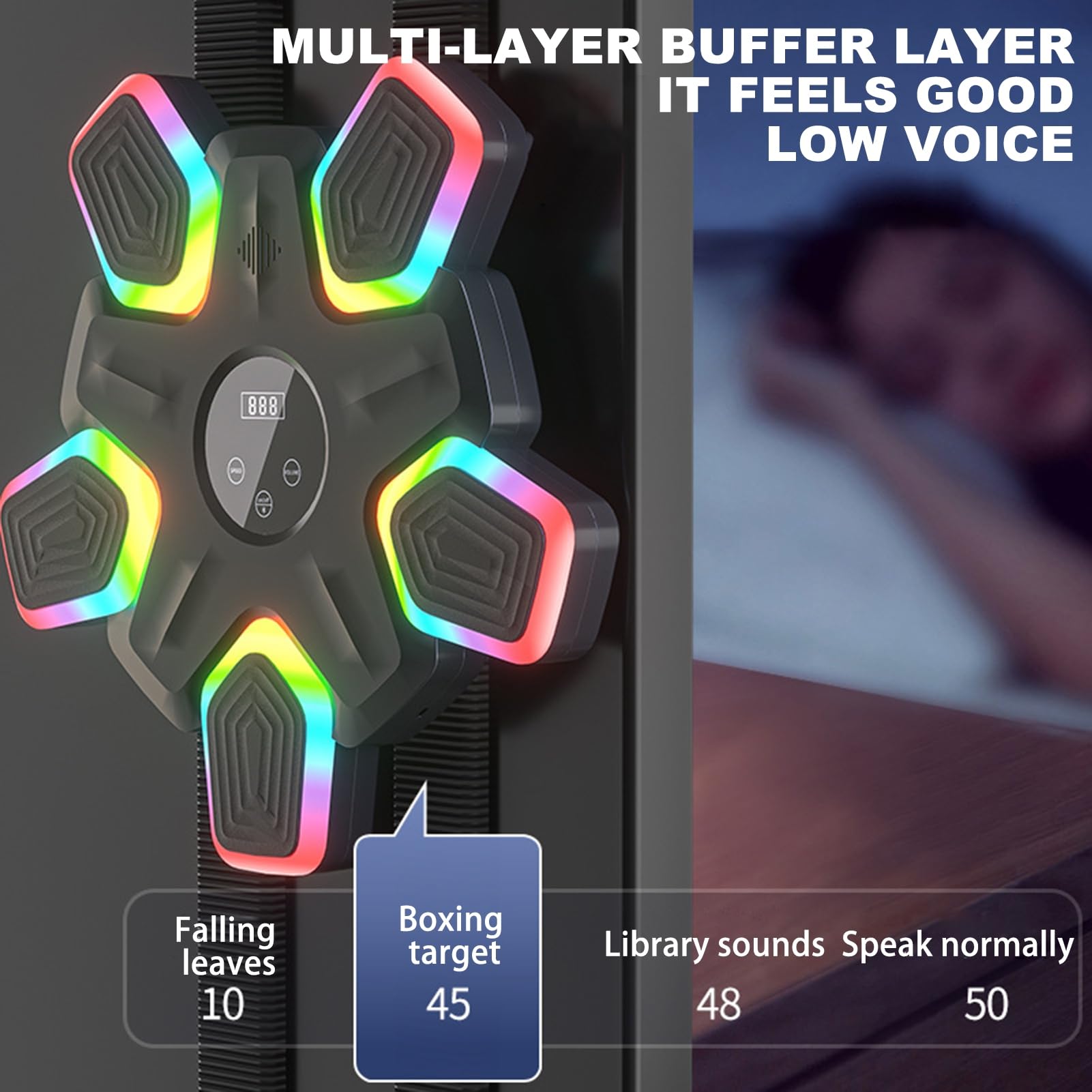 Bluetooth Smart Boxing Trainer with LED Display & Boxing Gloves - Music Boxing Machine for Kids & Adults - Wall Mount Punching Target for Home, Office & Gym Workouts - Perfect for Fitness Training, Stress Relief & Interactive Exercise