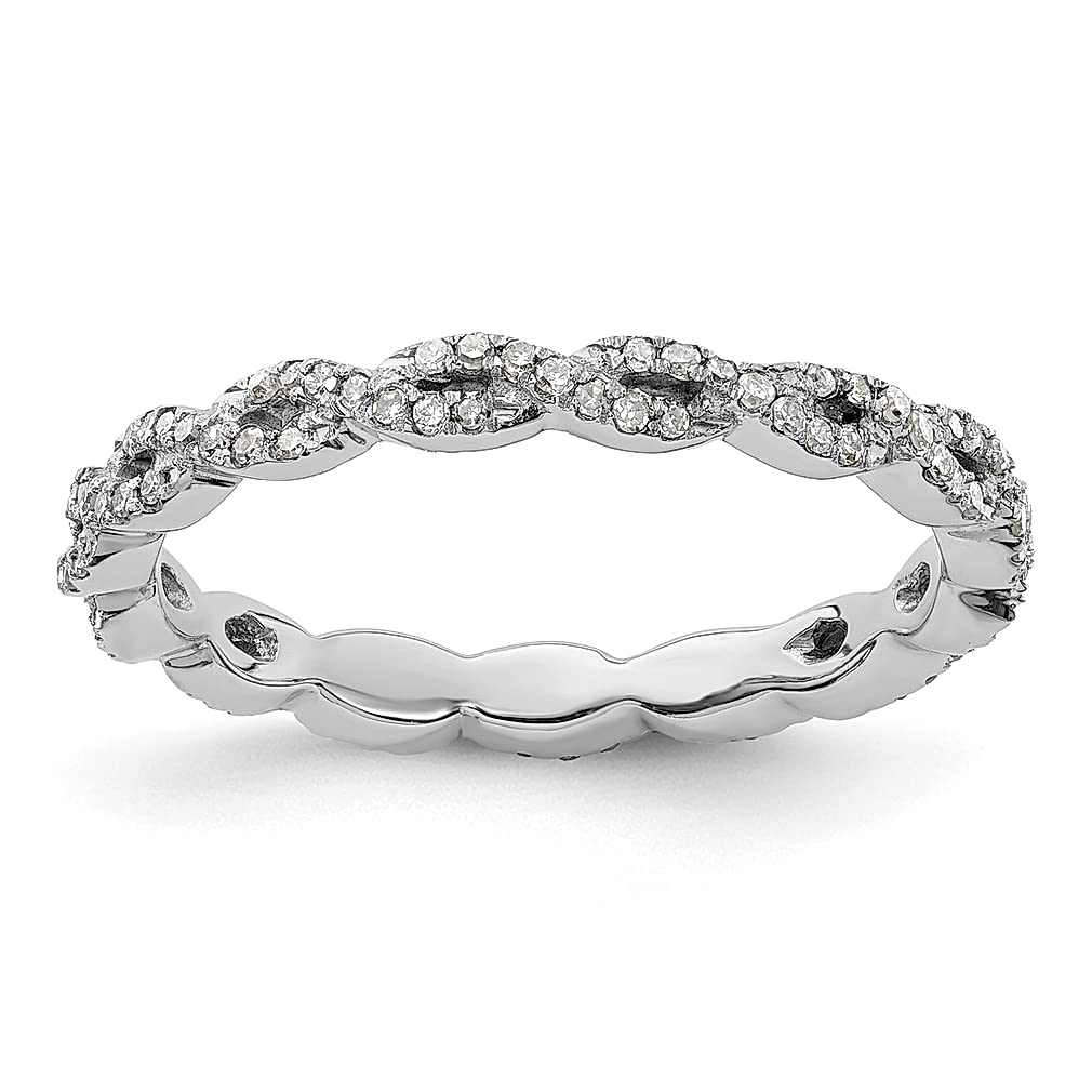925 Sterling Silver Diamond Band Ring for Women - Stackable Wedding, Engagement & Anniversary Jewelry - Elegant Gift for Her - Perfect for Everyday Wear & Special Occasions