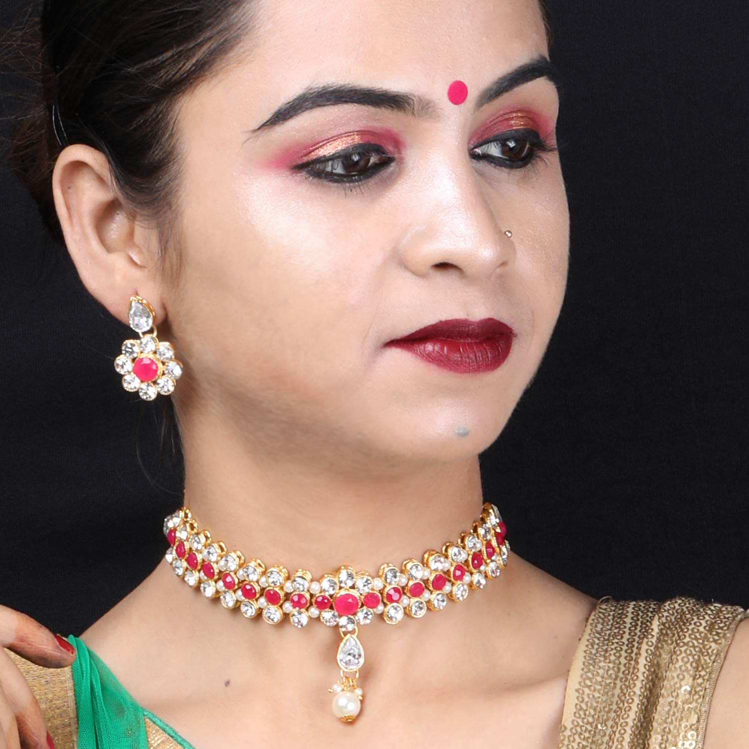 NM Creation Ethnic Stylish Choker Necklace Set for Women & Girls - Perfect for Parties, Weddings & Boho Fashion Accessories