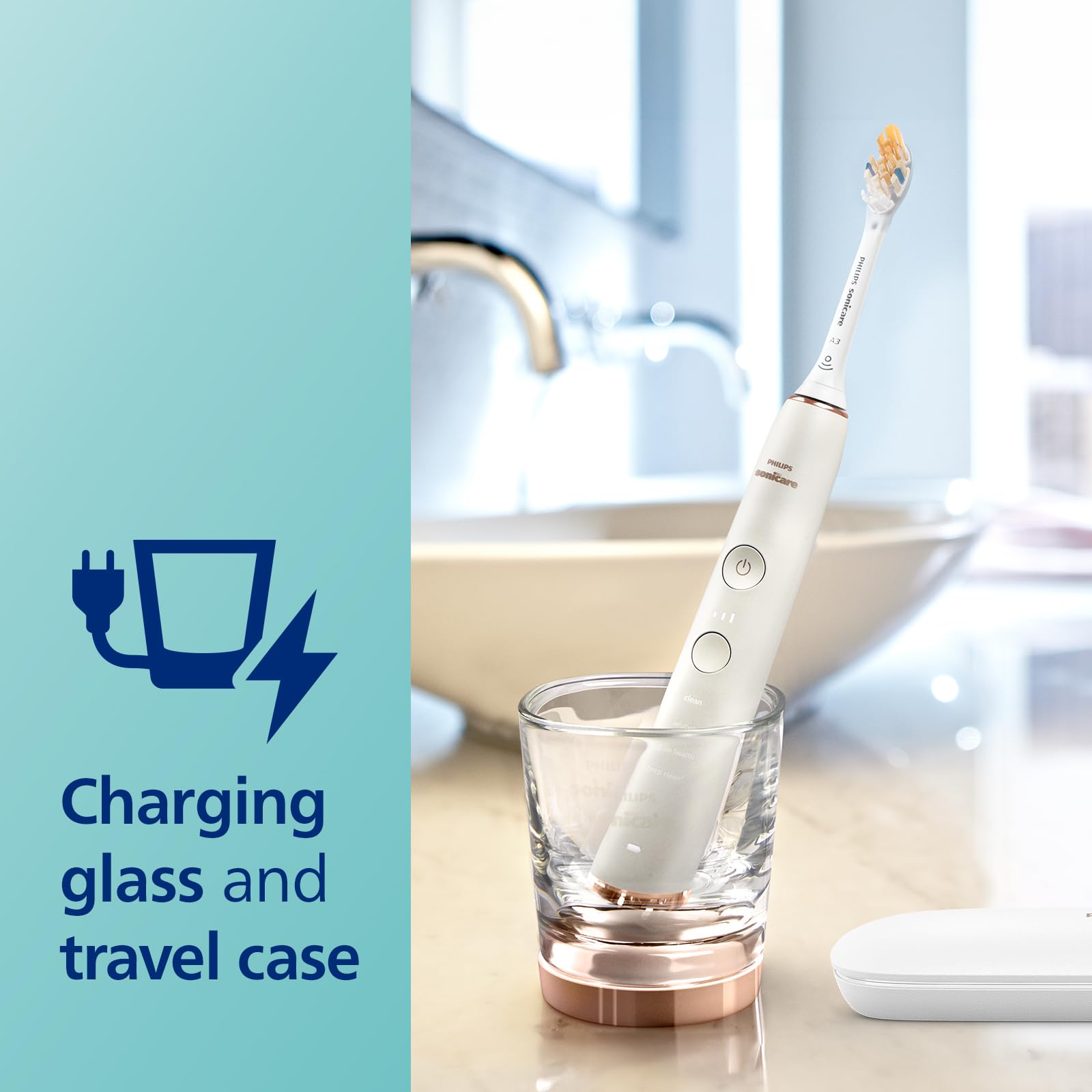 Philips Sonicare DiamondClean Smart 9300 Electric Toothbrush - Sonic Toothbrush with Bluetooth App, Pressure Sensor & Brush Head Detection, 4 Modes & 3 Intensity Levels, Rose Gold (HX9903/65) | Perfect for Travel, Home & Professional Dental Care