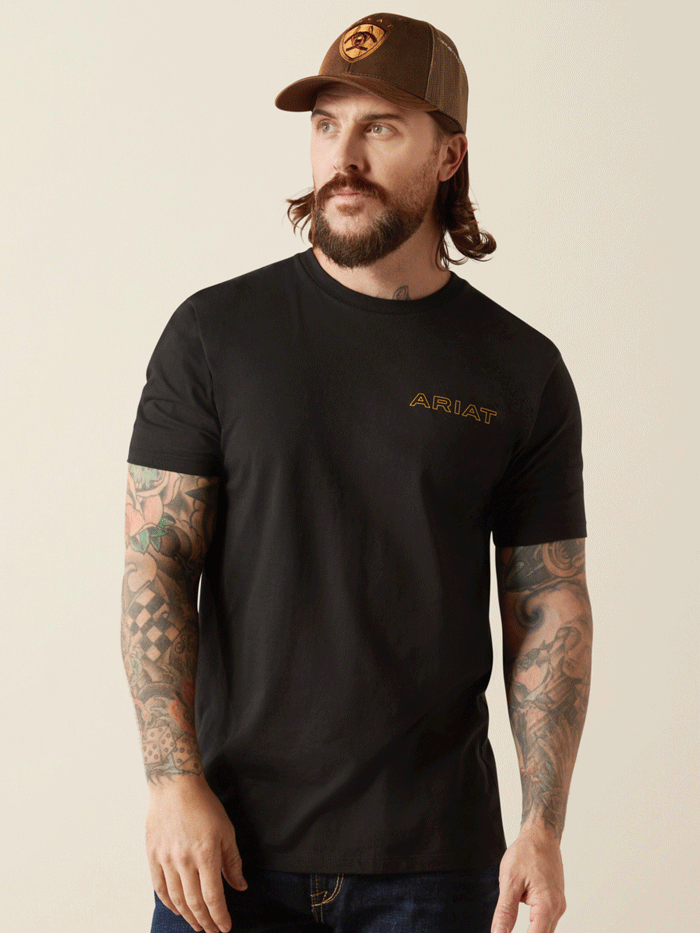 Ariat Men's Western Wear T-Shirt - 100% Cotton, Comfort Fit, Classic Black for Casual & Work Wear | Perfect for Rodeo, Ranch & Outdoor Activities