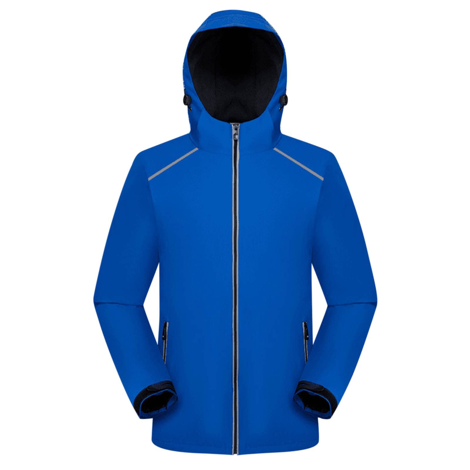 Smileyth Windproof Waterproof Fleece Jacket for Men & Women - Reflective Stripes, Rainproof Outerwear (Blue, Large) | Perfect for Hiking, Camping & Outdoor Activities