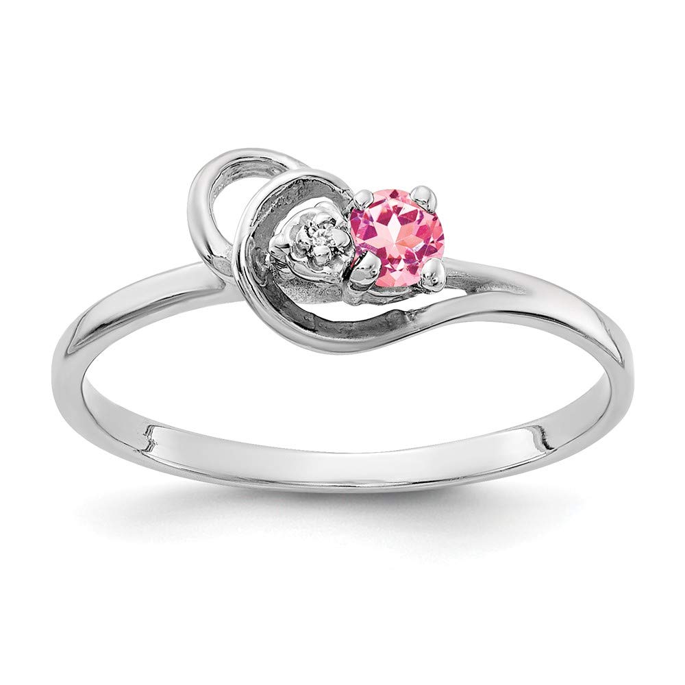14K White Gold 3mm Pink Tourmaline & Diamond October Birthstone Engagement Ring for Women - Perfect for Proposals, Anniversaries & Special Occasions