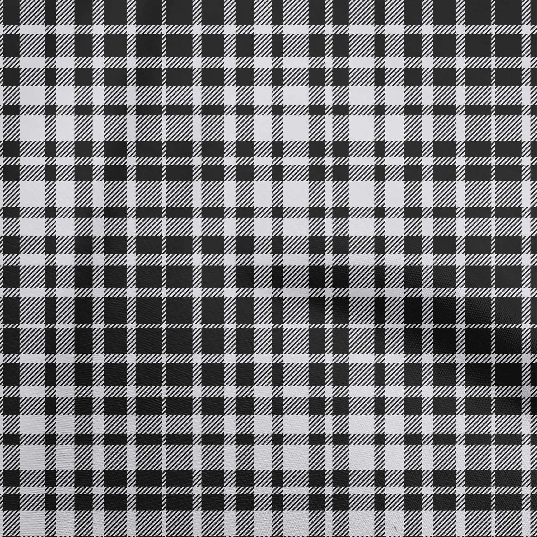 oneOone Rayon Black Checkered Fabric - 56 Inch Wide Printed Sewing Material by The Yard for DIY Clothing, Dresses & Home Decor Projects (4789)