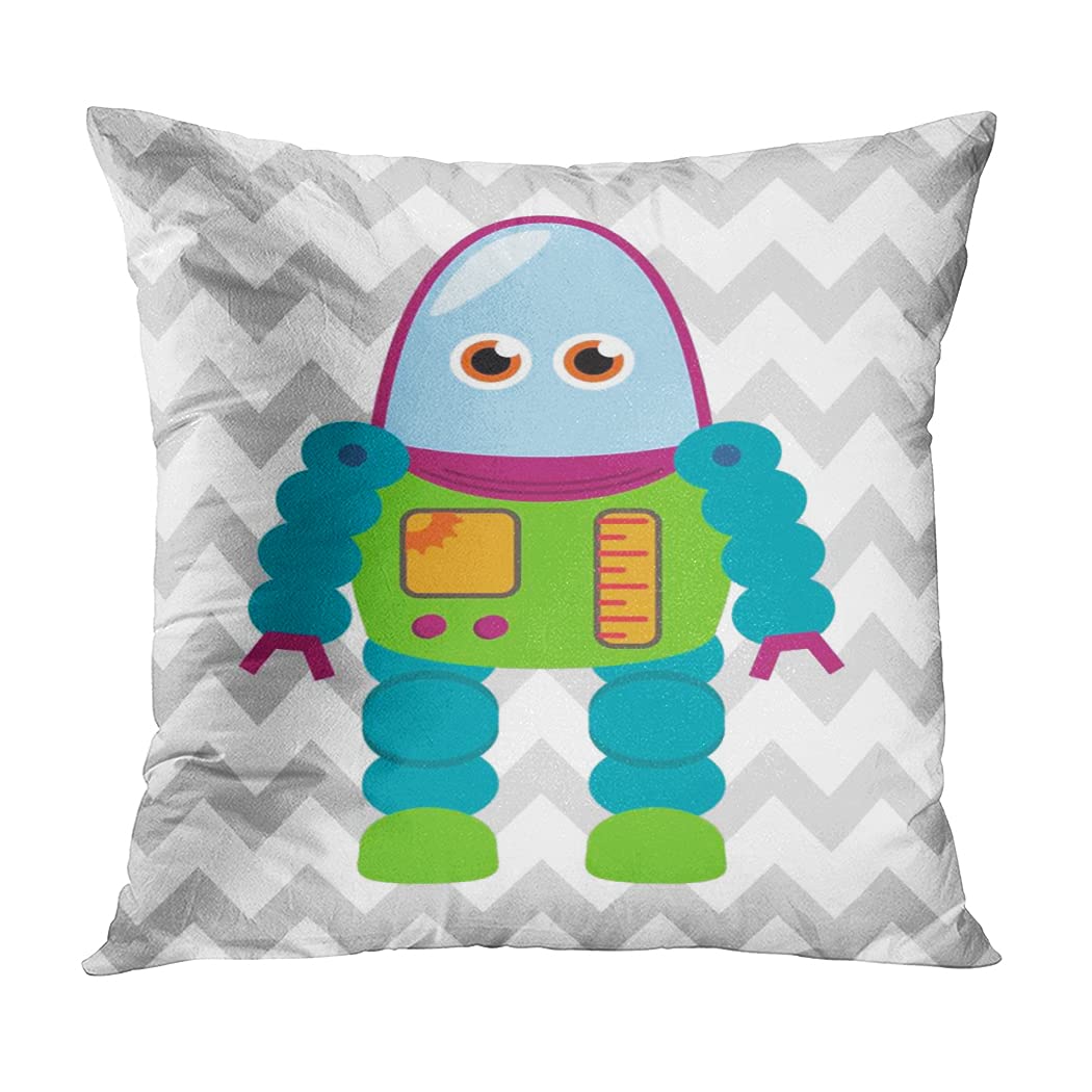 4 Pack Robot Chevron Throw Pillow Covers 20x20 Inch - Modern Square Cushion Covers for Sofa, Bed, Couch - Boys Room Decor & Home Accent - Perfect for Living Room, Nursery, Dorm Room