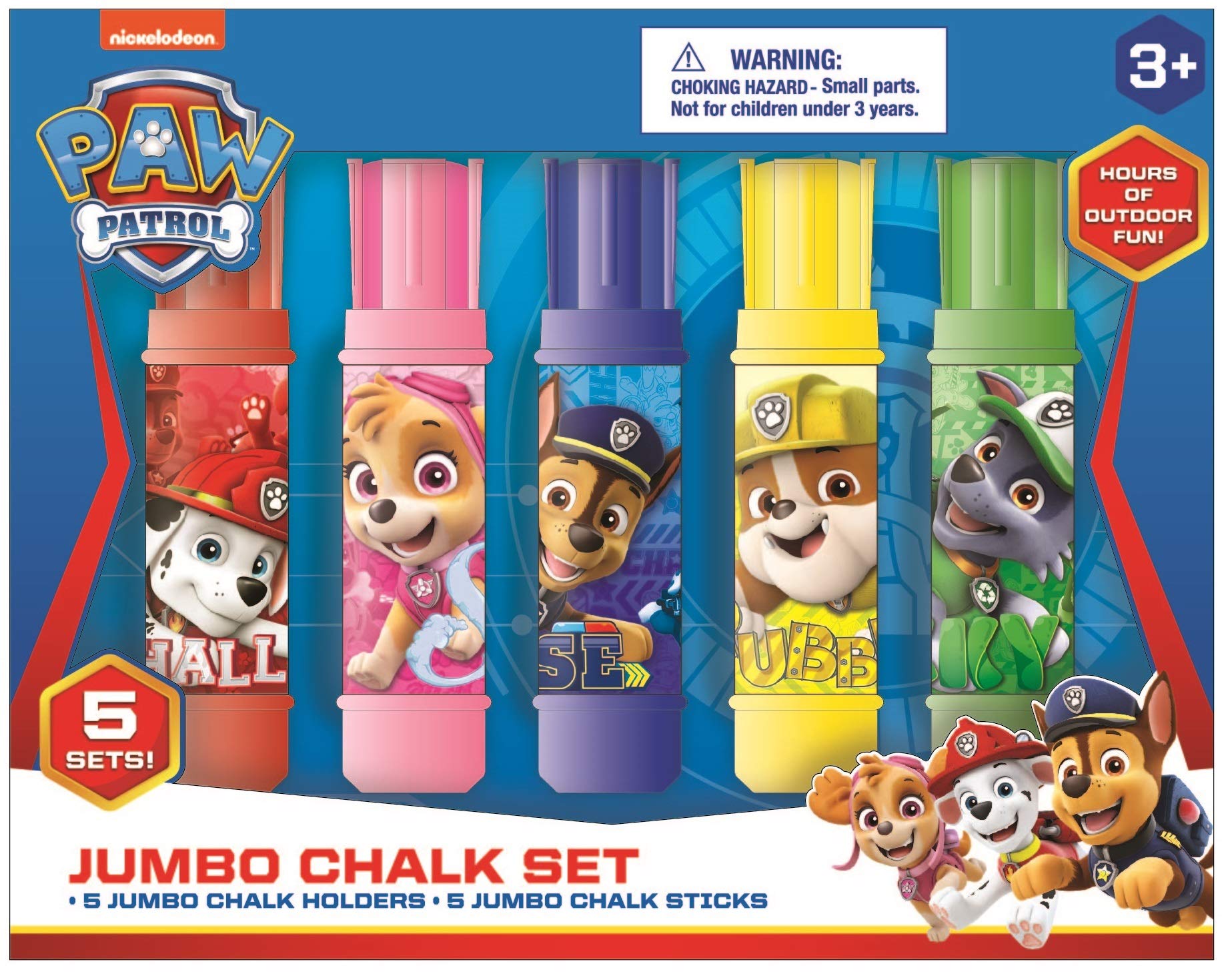 Paw Patrol Jumbo Sidewalk Chalk Set with Holders - 24 Vibrant Colors for Kids Outdoor Drawing | Fun Sidewalk Art for Birthday Parties & Summer Activities