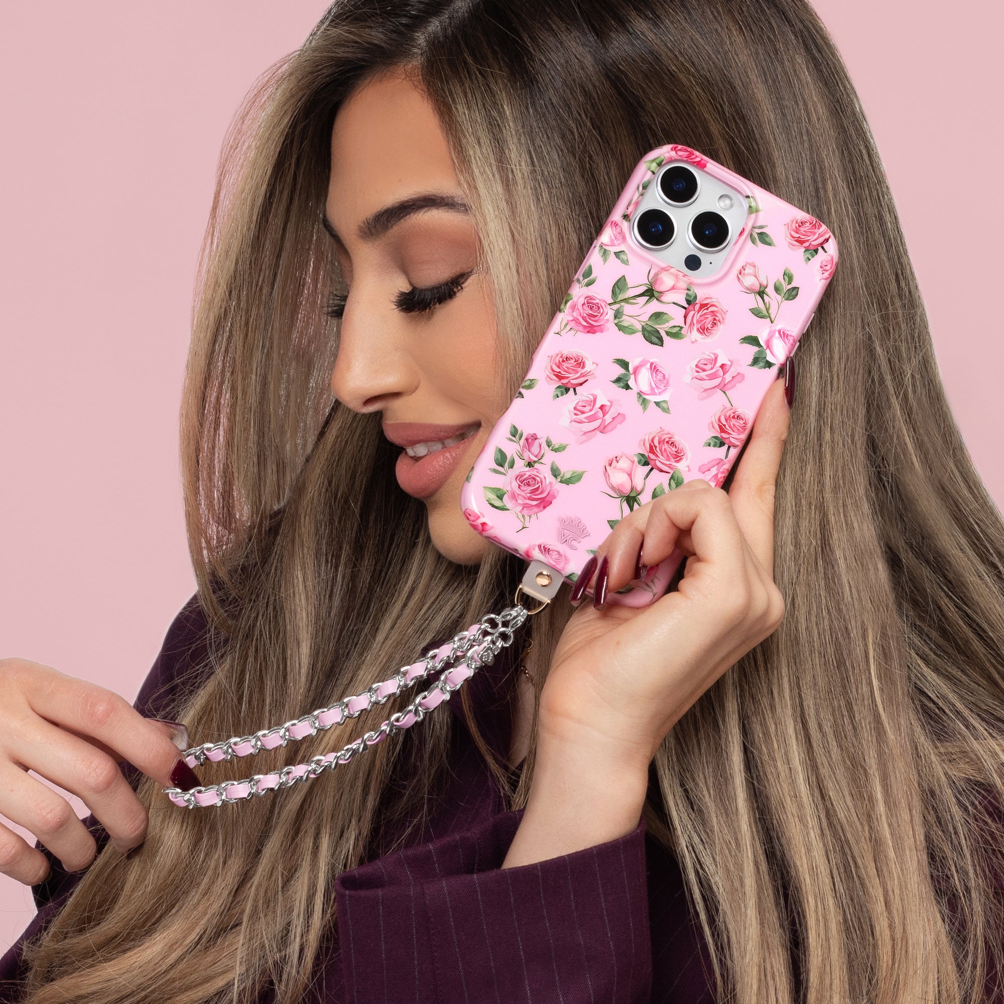 Pink Rose Floral iPhone Case - Cute & Stylish Phone Cover for Women Girls - Perfect Gift for Birthday, Valentine's Day & Mother's Day - Compatible with iPhone 13/14/15 Series