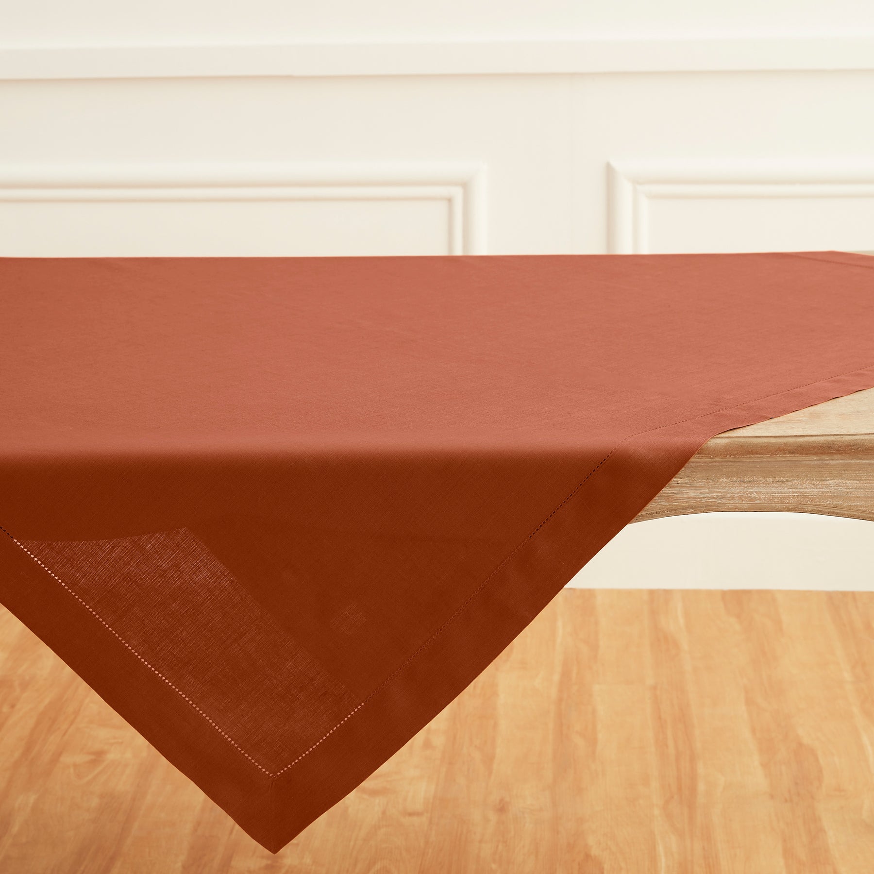 Classic Hemstitch Table Throw - Elegant Linen Table Runner for Dining Room Decor, Wedding & Holiday Table Settings