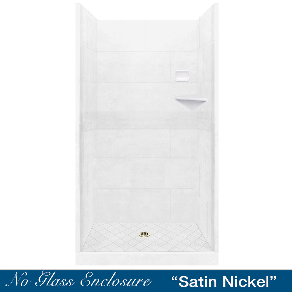 Premium Diamond Solid Natural Buff Small Alcove Shower Enclosure Kit - Waterproof & Durable Bathroom Upgrade for Small Spaces