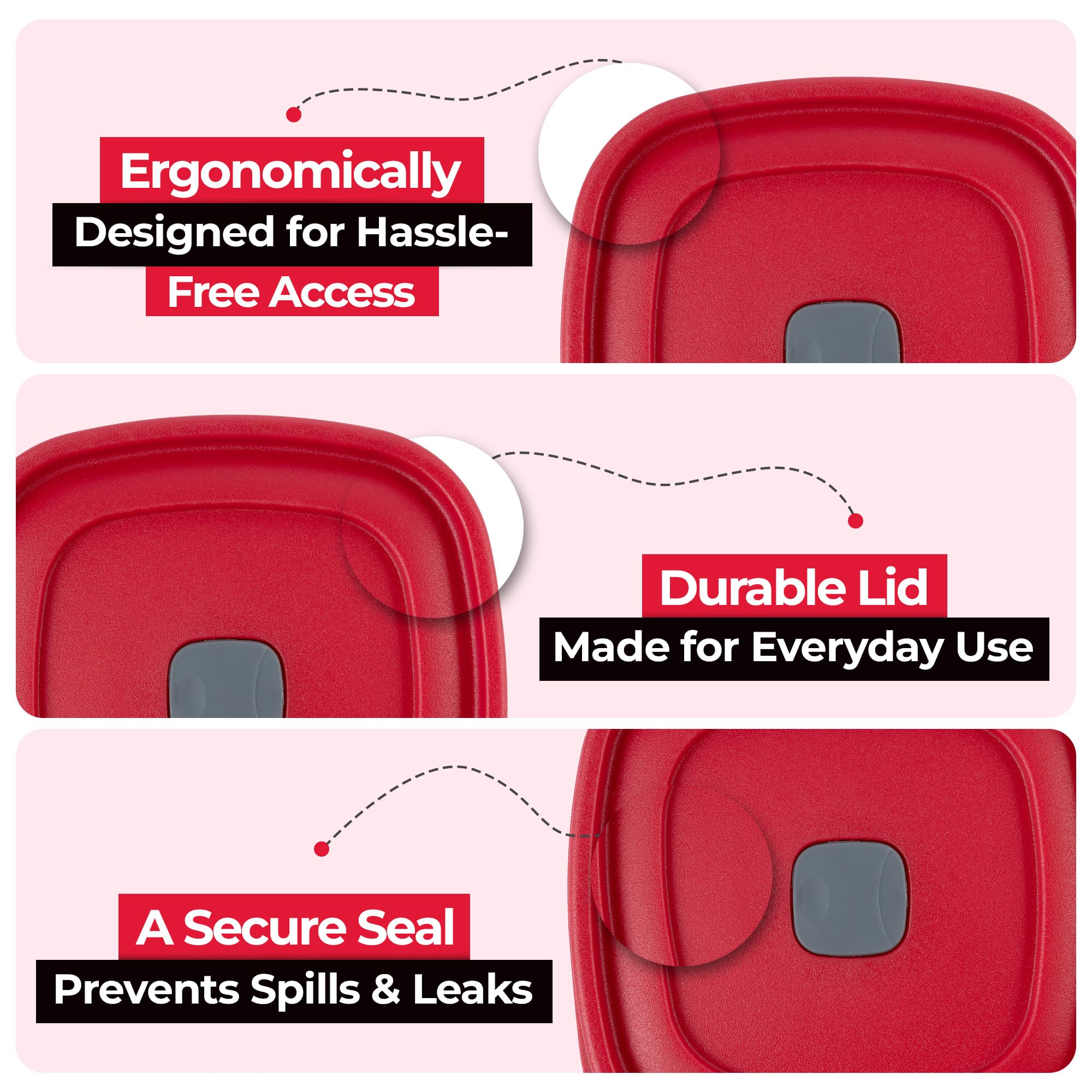Rubbermaid Food Storage Container Replacement Lids (3/5/7 Cup) - 3 Pack Set - Airtight & Leakproof for Fresh Food Storage - Perfect for Meal Prep, Leftovers & Pantry Organization