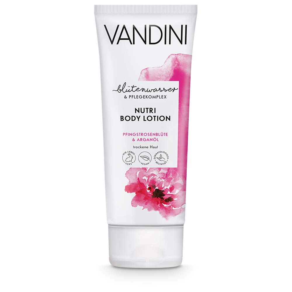 VANDINI Peony & Argan Oil Nutri Body Lotion for Women - Vegan Moisturizing Lotion for Dry Skin - Silicone, Paraben & Mineral Oil Free - 200ml - Perfect for Daily Hydration & Sensitive Skin Care