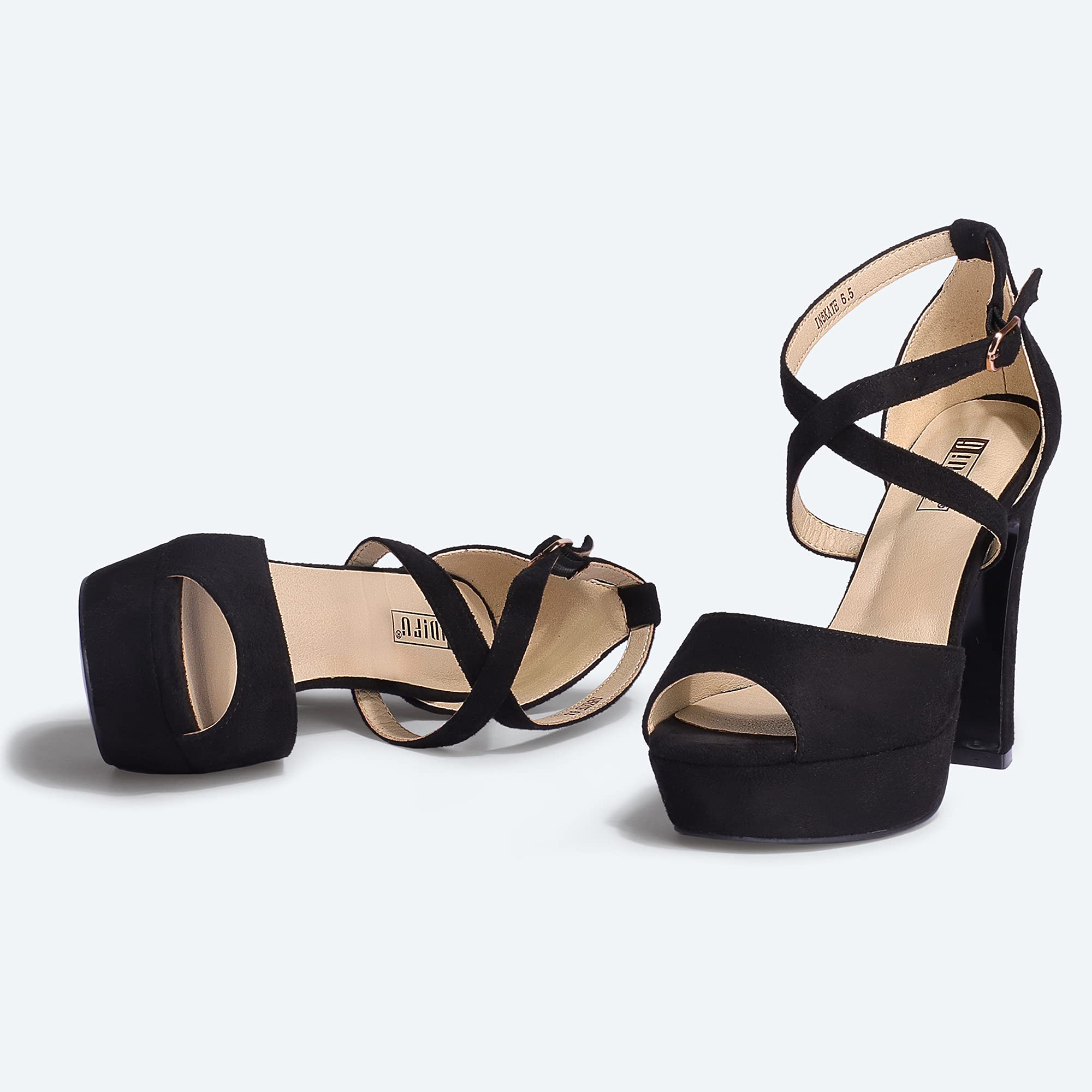 IDIFU Women's Chunky Heel Peep Toe Ankle Strap Sandals - Platform High Heels for Wedding, Party, Evening & Bridal Occasions | Comfortable Dress Shoes for Women