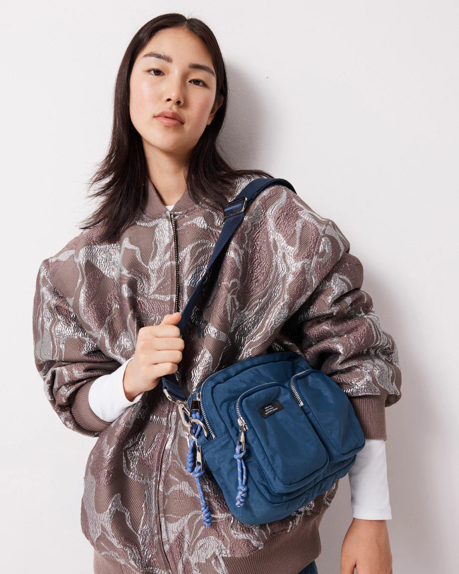 The Messenger Nylon Pocket Bag | Washed Petrol Waterproof Crossbody Bag for Men & Women | Perfect for Travel, Work & Everyday Use