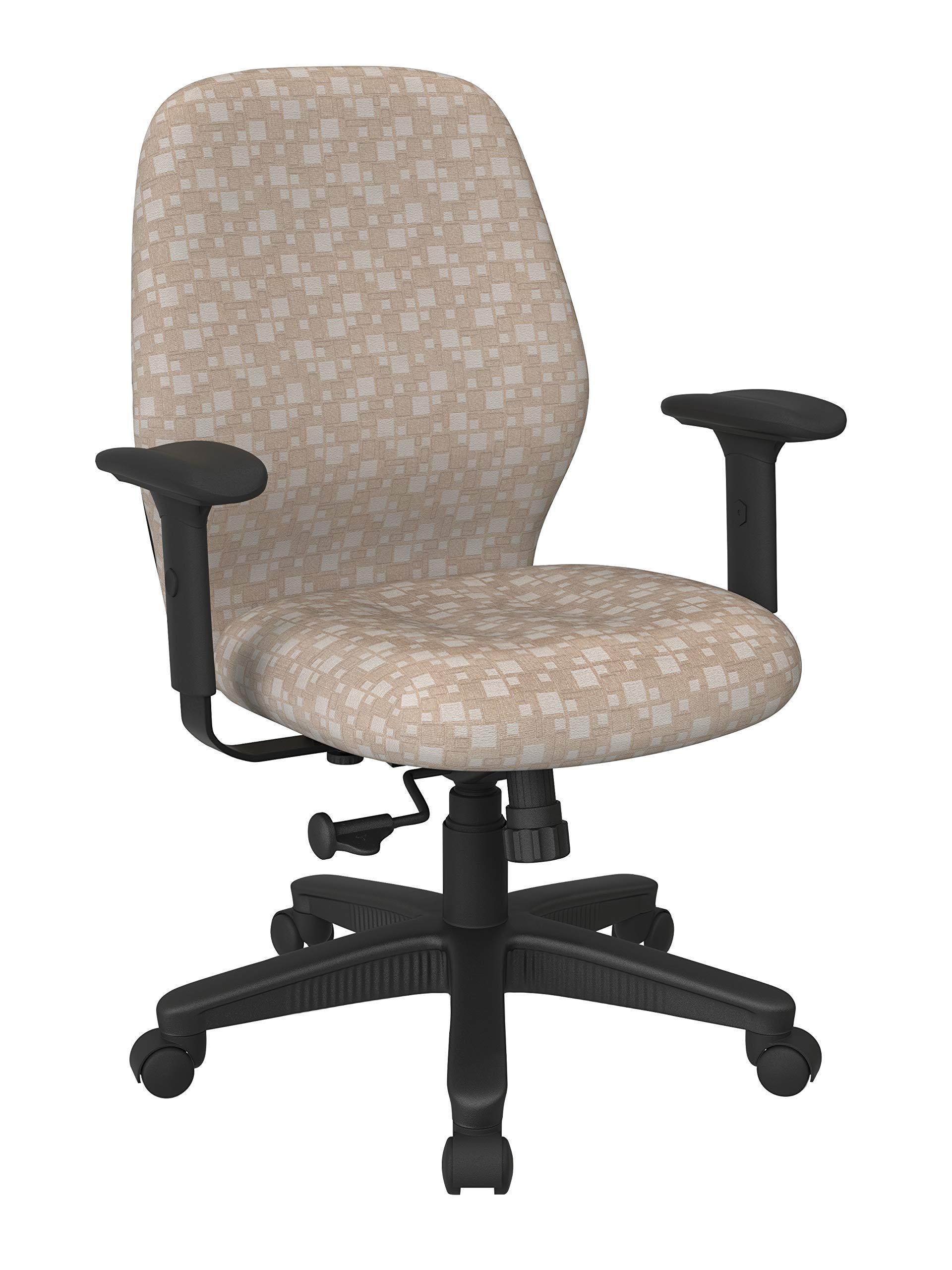 Office Star Ergonomic Mid Back Adjustable Office Desk Chair with Thick Padded Seat & Lumbar Support - City Park Birch Fabric - Perfect for Home Office, Gaming & Workspace Comfort