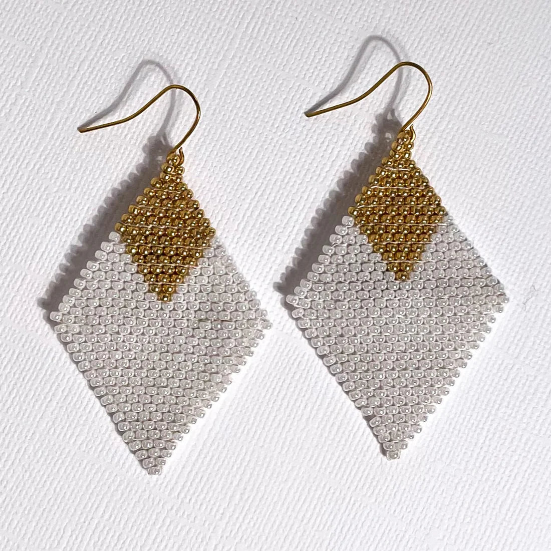 Florian White and Gold Bead Earrings for Women - Elegant Pearl Dangle Earrings for Party, Wedding & Evening Wear - Handmade Jewelry Gift for Her