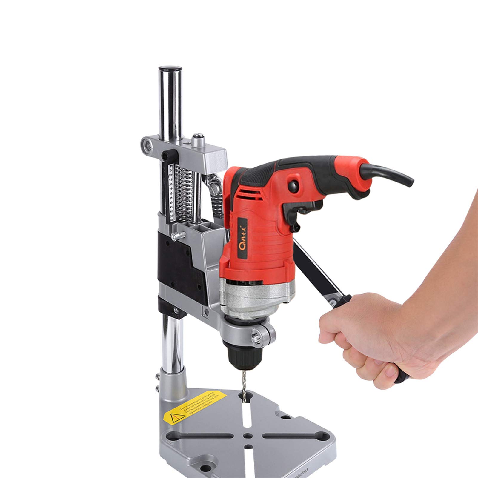 Universal Drill Press Stand for Hand Drills - Adjustable Bench Drill Press Holder with Heavy Duty Aluminum Base & Single Hole Design - Perfect for DIY Projects, Woodworking, Metalworking, and Workshop Repairs