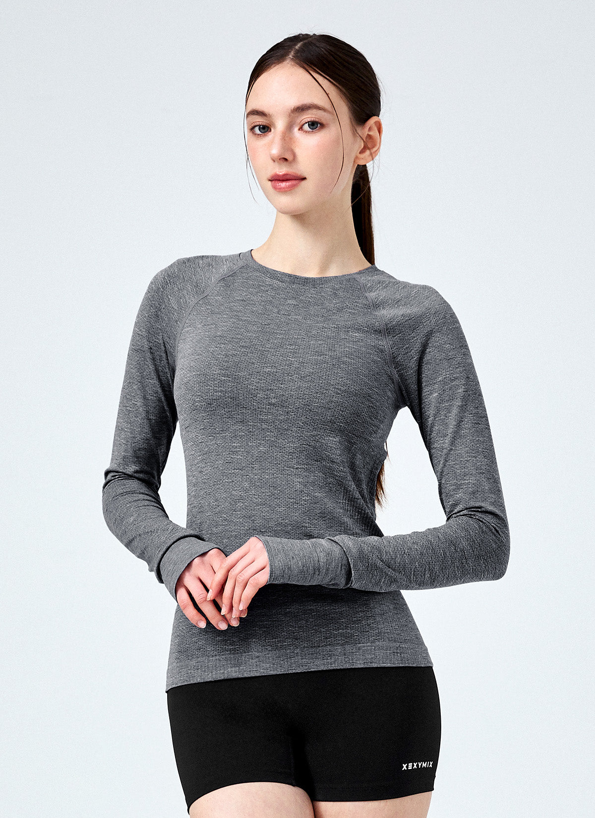 Breathable Mesh Seamless Long Sleeve Shirt with Finger Hole Design - Perfect for Yoga, Workouts & Outdoor Activities