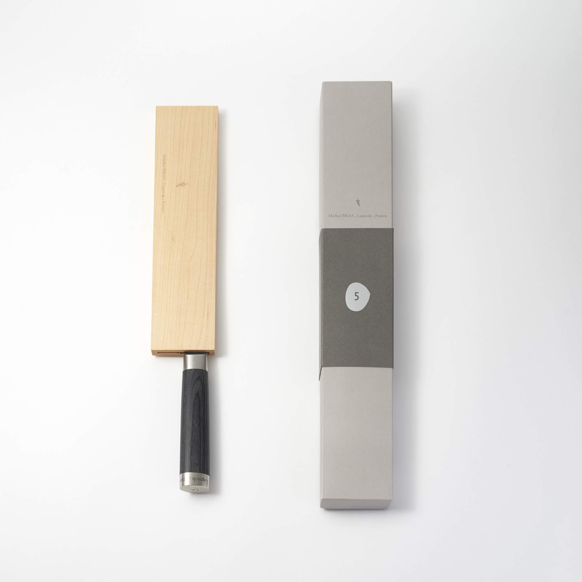 Michel BRAS No. 5 Santoku Knife - 9 Inch Professional Japanese Chef Knife with 3-Layer Stainless Steel Blade & Black Pakkawood Handle - Perfect for Slicing, Dicing, and Chopping Vegetables, Meat, and Fish - Ideal for Home Cooks and Professional Chefs