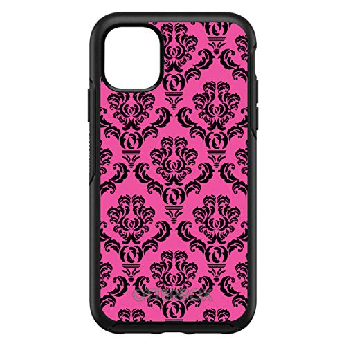 Pink Black Damask Pattern On Black Case