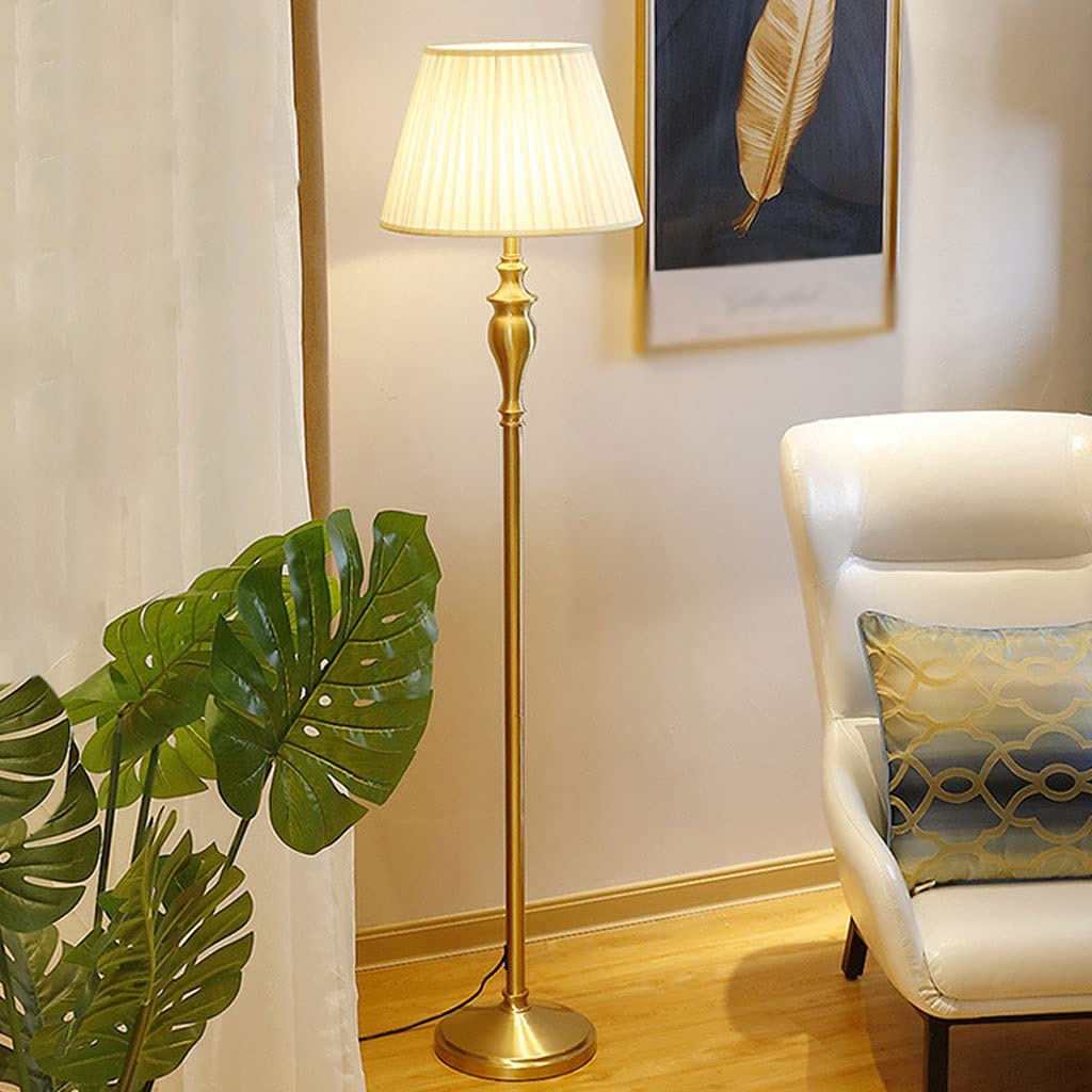 Modern Brass Floor Lamp for Office, Living Room & Bedroom - Adjustable Standing Reading Light with Decorative Lamppost Design | Perfect for Home Office, Study Nook & Cozy Reading Corner